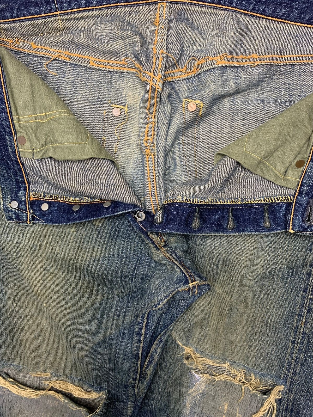 Japanese Brand × The Real McCoy's Vintage Mc Coy Selvedge Mud Wash Distressed Baggy Jeans Size US 31 - 12 Thumbnail