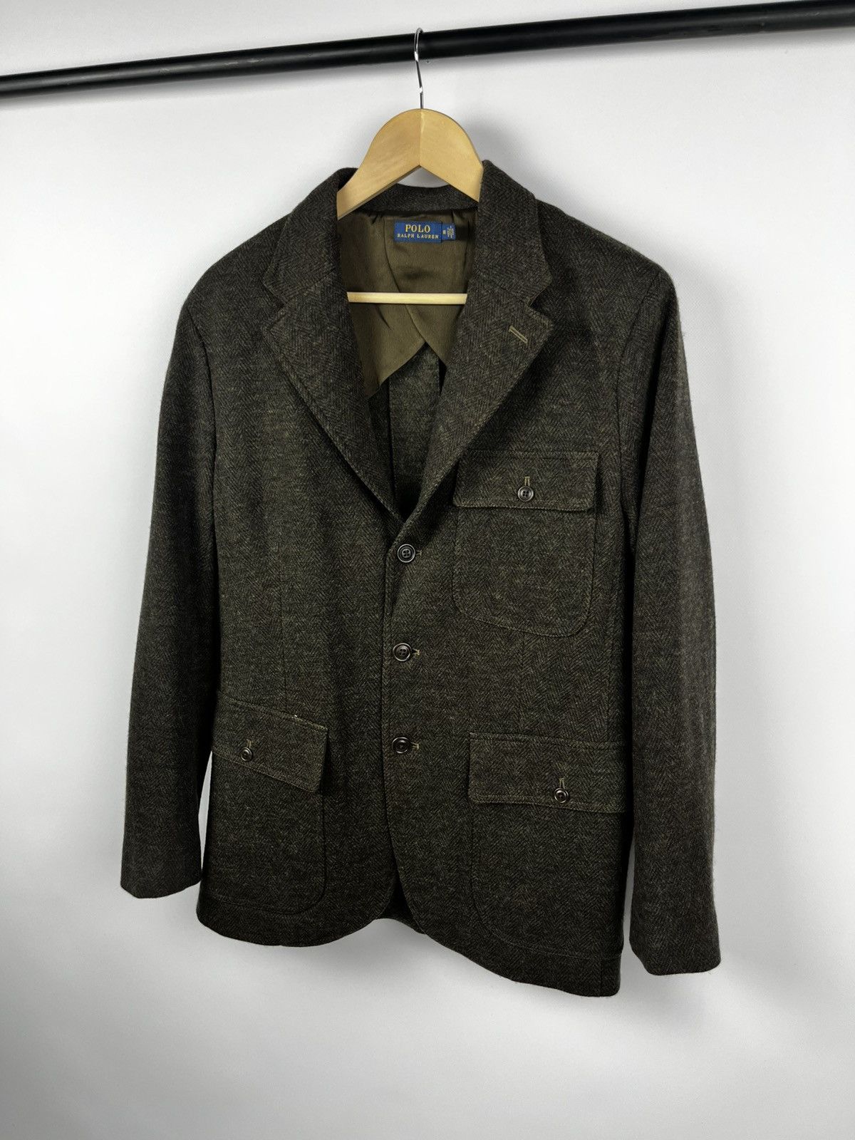 Polo Ralph Lauren Polo Ralph Lauren 10 Green Herringbone Jacquard Blazer Size L / US 10 / IT 46 - 1 Thumbnail