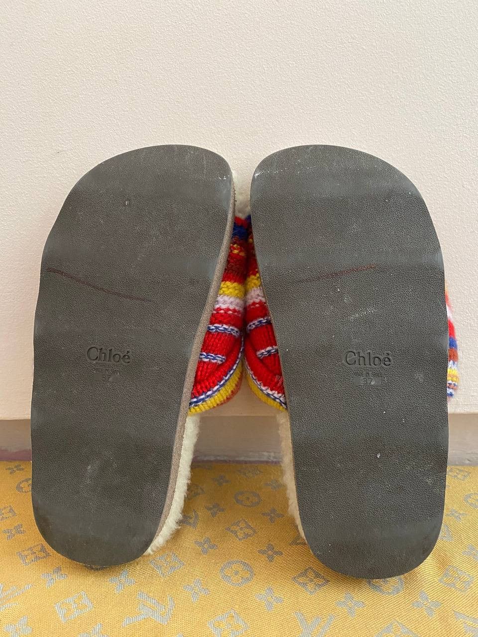 Chloe × See by Chloe $725 Chloe Wavy Knit Genuine Shearling Lined Slide Sandals Size US 7 / IT 37 - 10 Thumbnail
