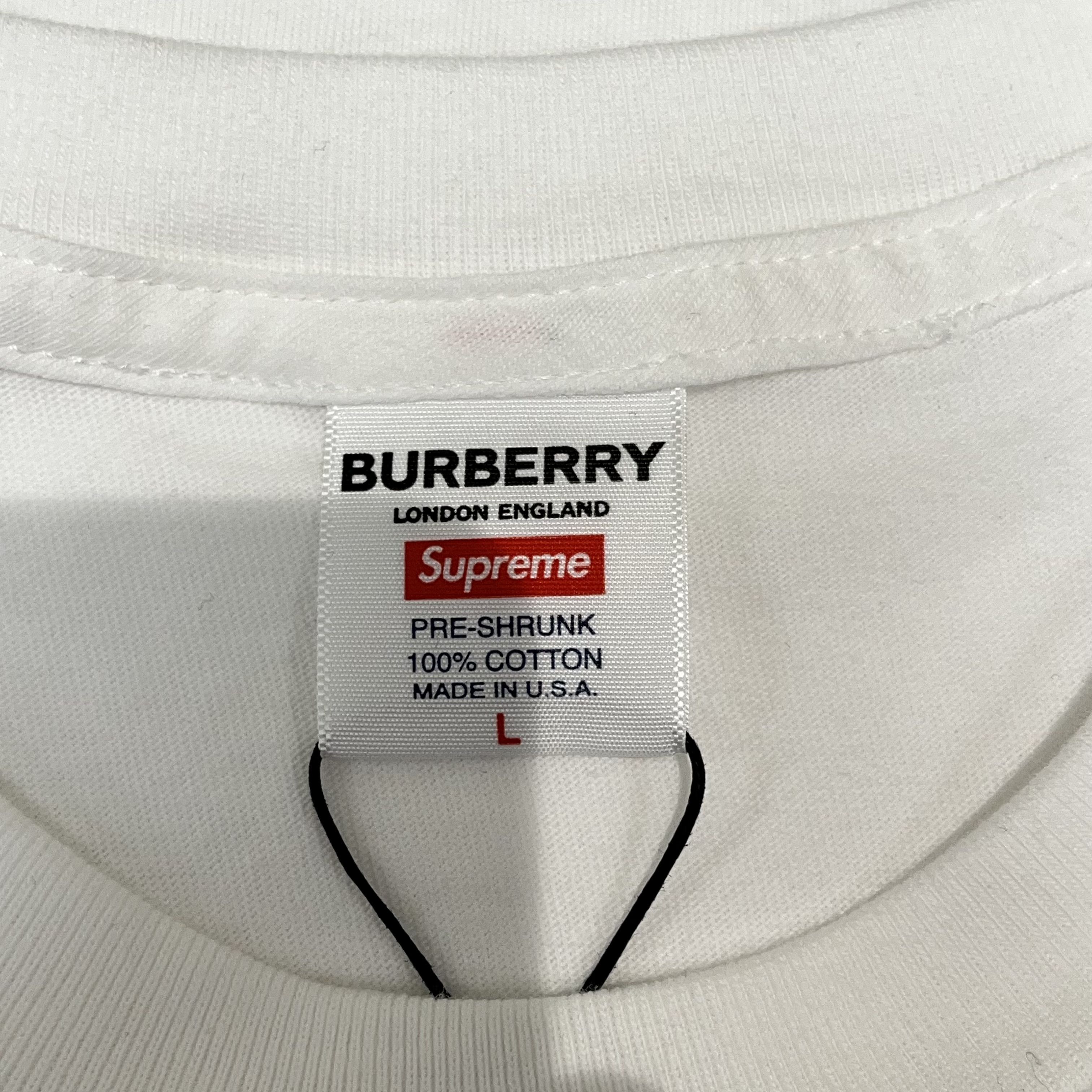 Burberry × Supreme Supreme x Burberry Box Logo Tee White Size US L / EU 52-54 / 3 - 4 Thumbnail