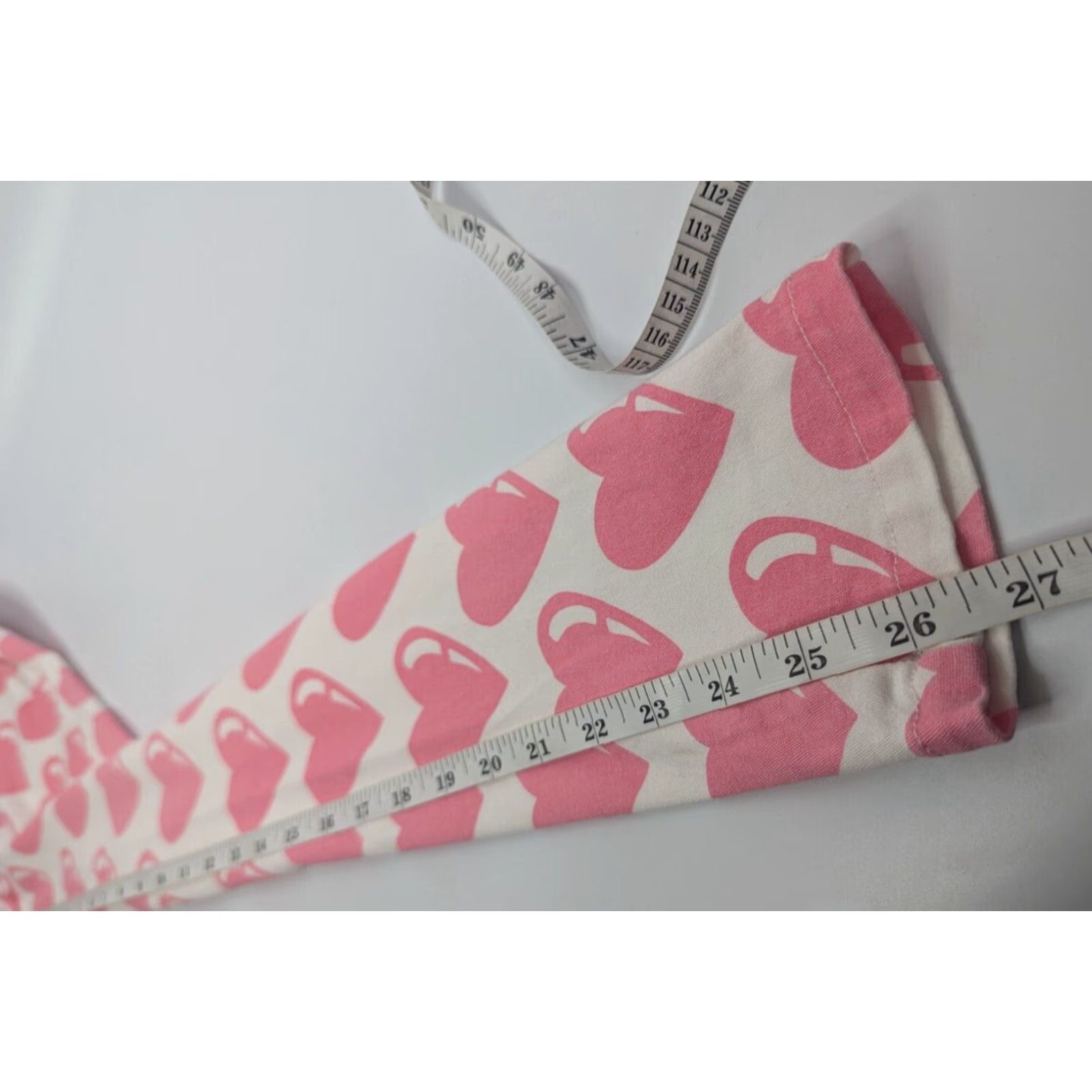 Lazy Oaf Lazy Oaf All My Heart Cropped Pants Women's Size Small White & Pink Hearts Size 28" / US 6 / IT 42 - 6 Thumbnail