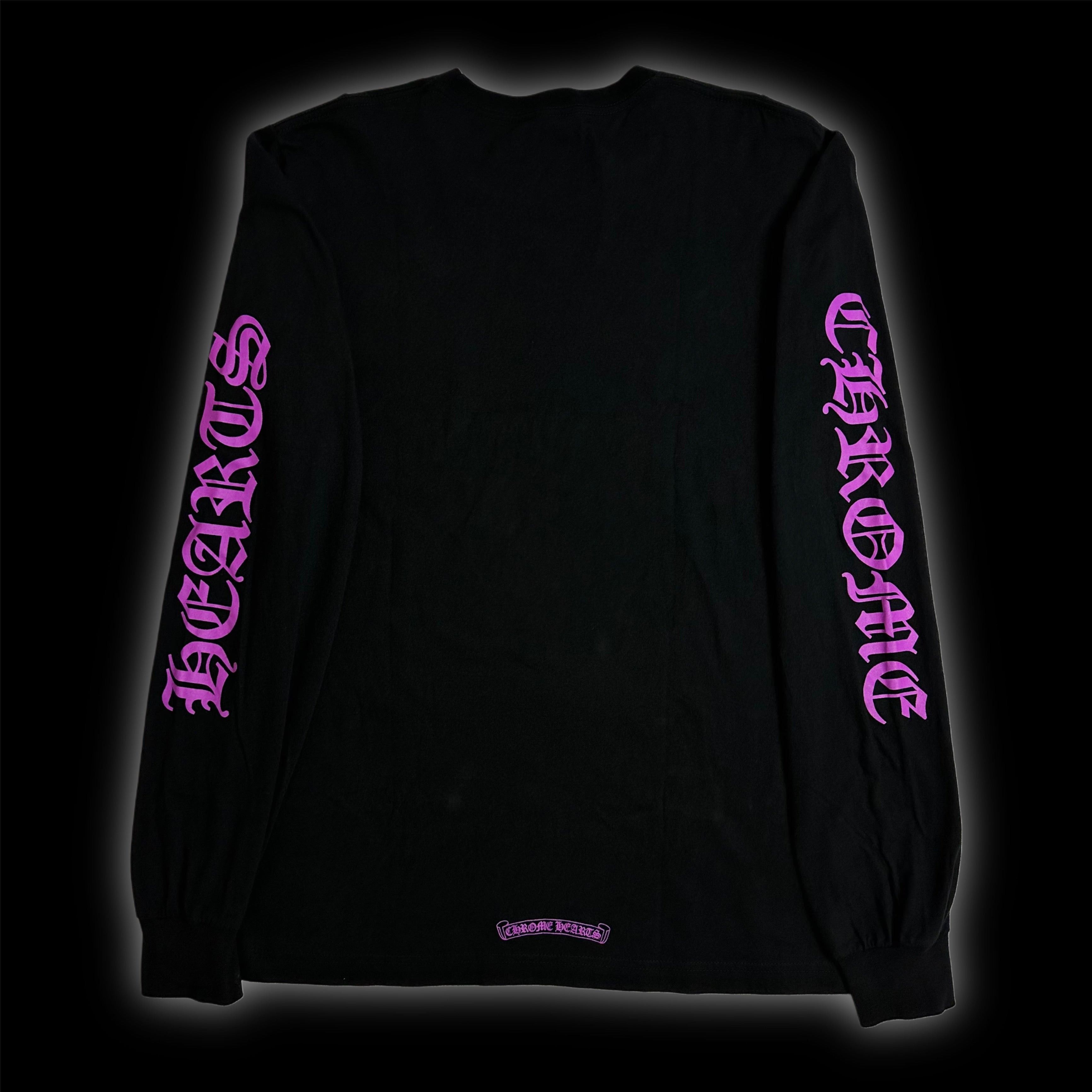 2020s chrome hearts purple spellout sleeves collar logo l/s