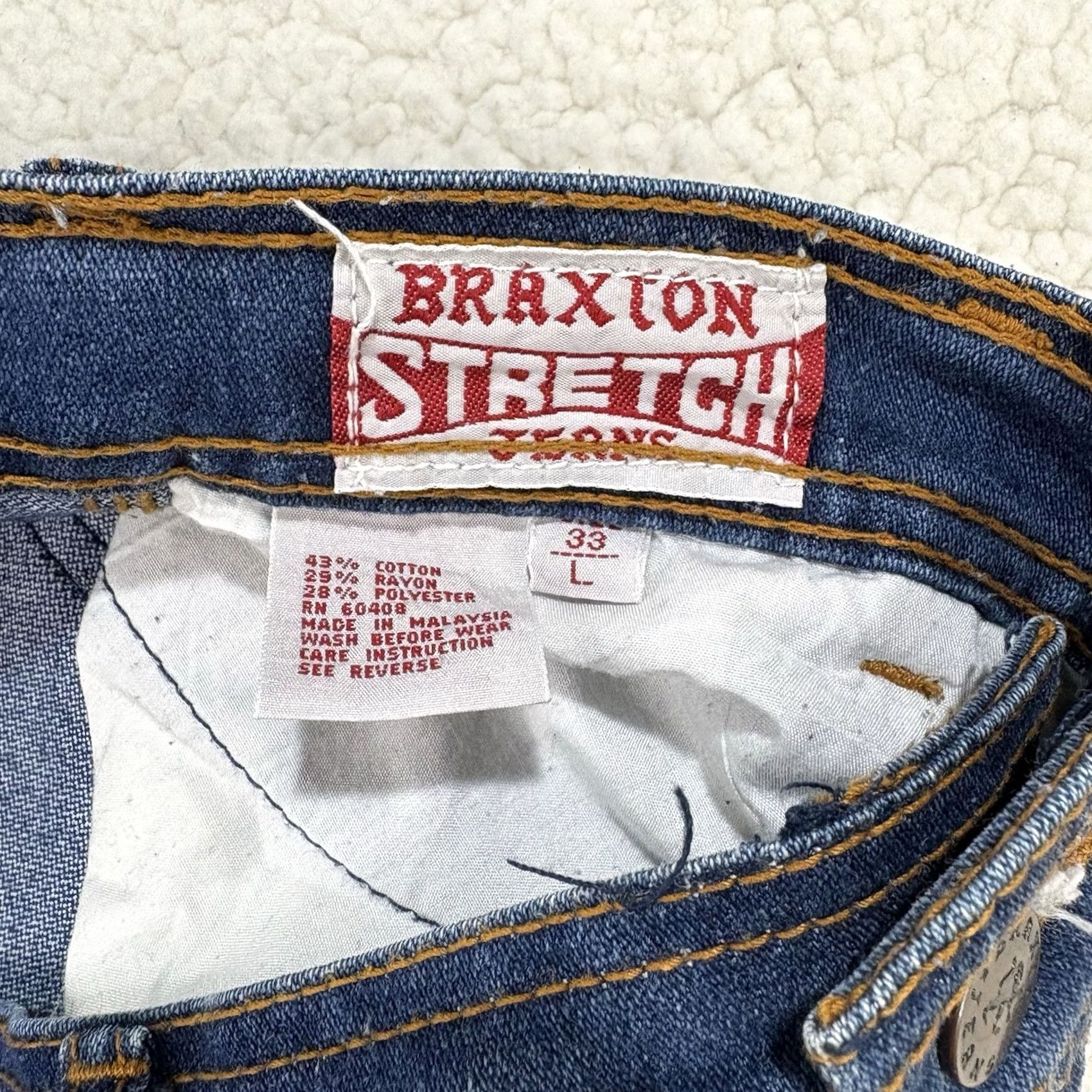 Vintage VINTAGE Braxton Denim Jeans Blue 70s 80s Mens Embroidered 33 x 27 Inseam 27 Waist 33 Look Hippy Size US 33 - 6 Thumbnail