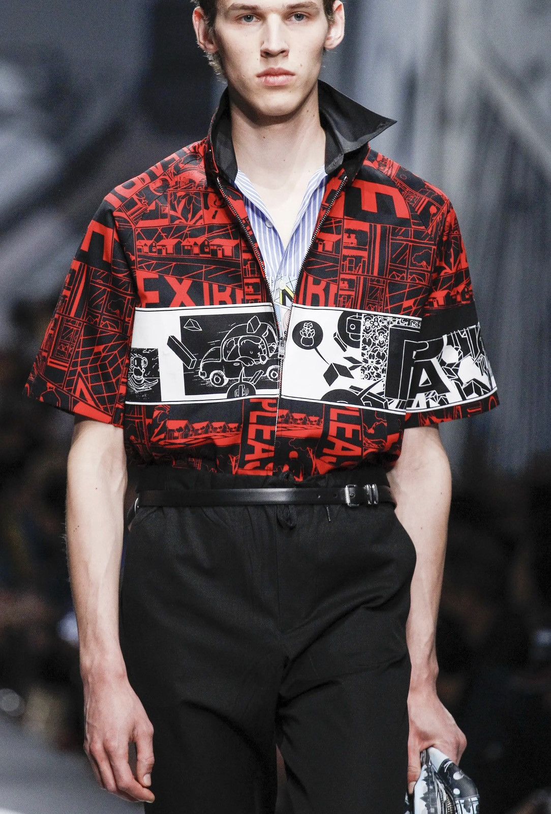 Prada Comic Zip Up Shirt Spring 2018 Size US L / EU 52-54 / 3 - 2 Thumbnail