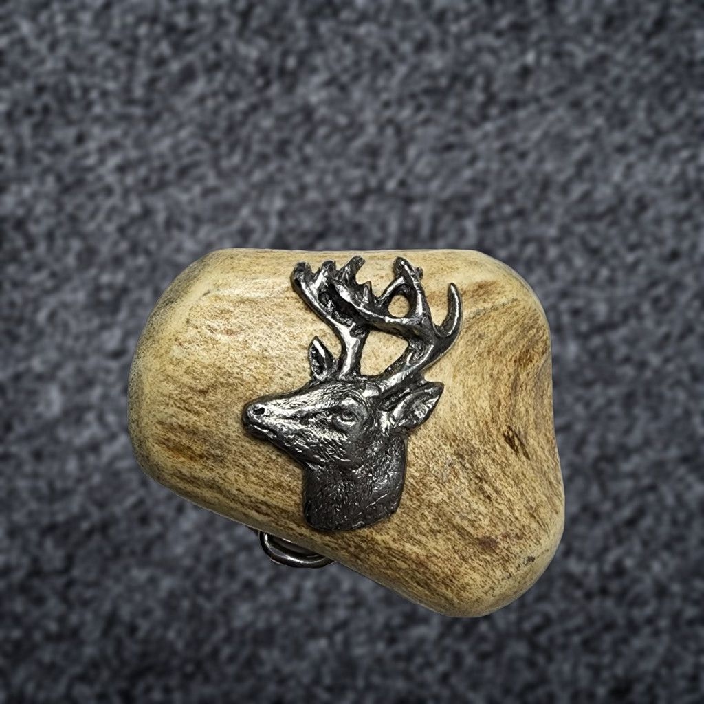 Vintage Vintage Deer Antlers Bone Belt Buckle 1980s Mens Beige Natural Material Size ONE SIZE - 1 Thumbnail