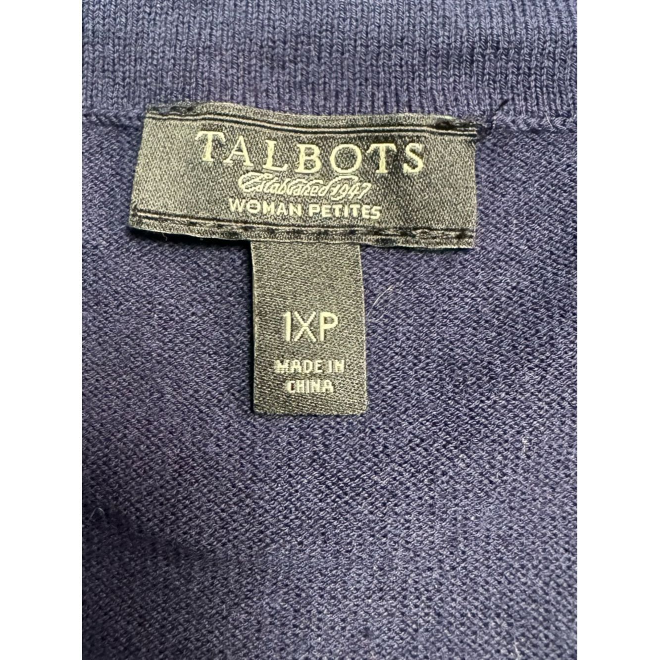 Talbots Talbots Navy Sequin Front Short Sleeve Cotton Blend Cardiga Size XL / US 12-14 / IT 48-50 - 5 Thumbnail