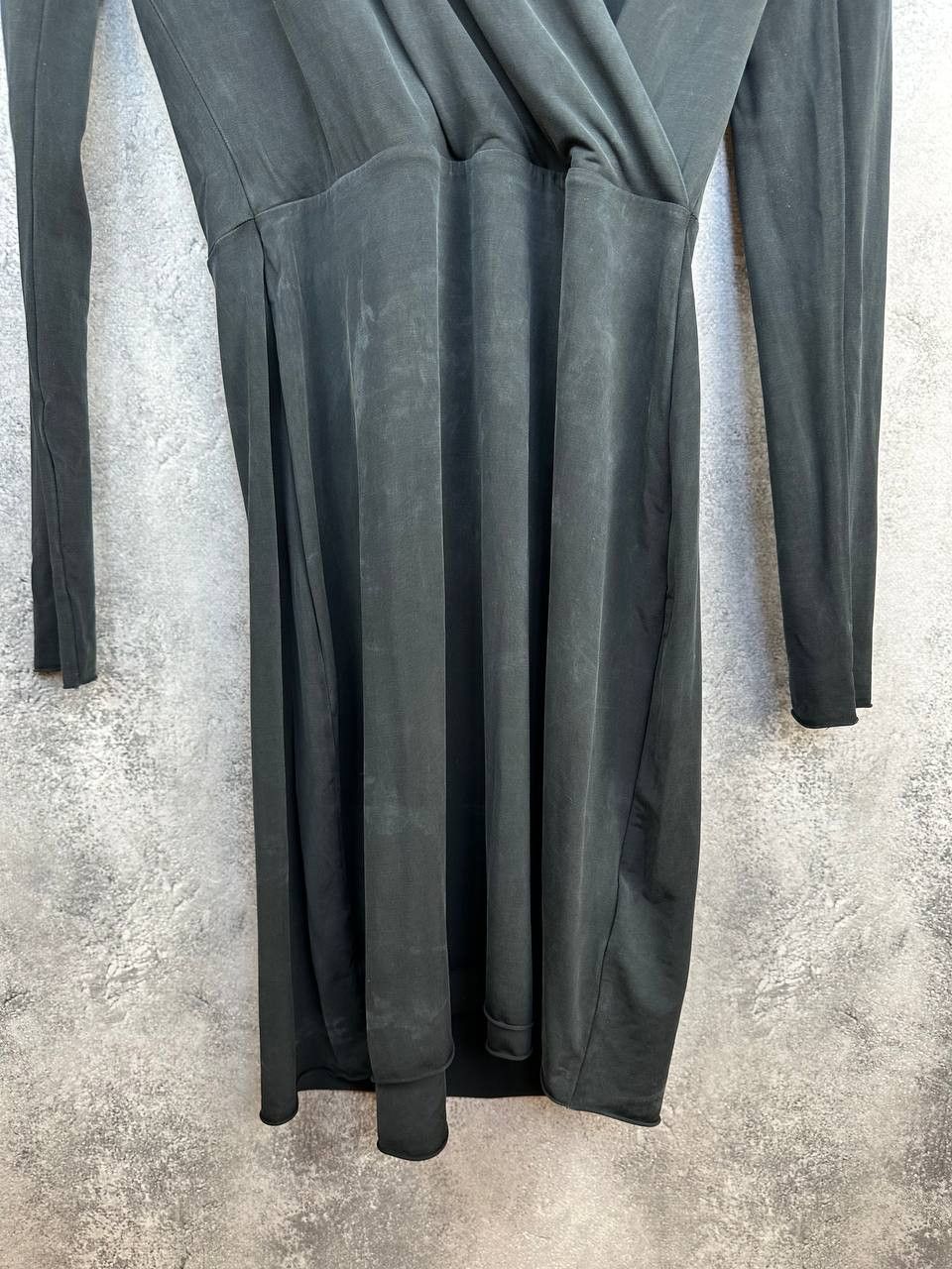 Allsaints AllSaints Tame Dress Black Wrap-Front Cupro Long Sleeve Size S / US 4 / IT 40 - 7 Thumbnail