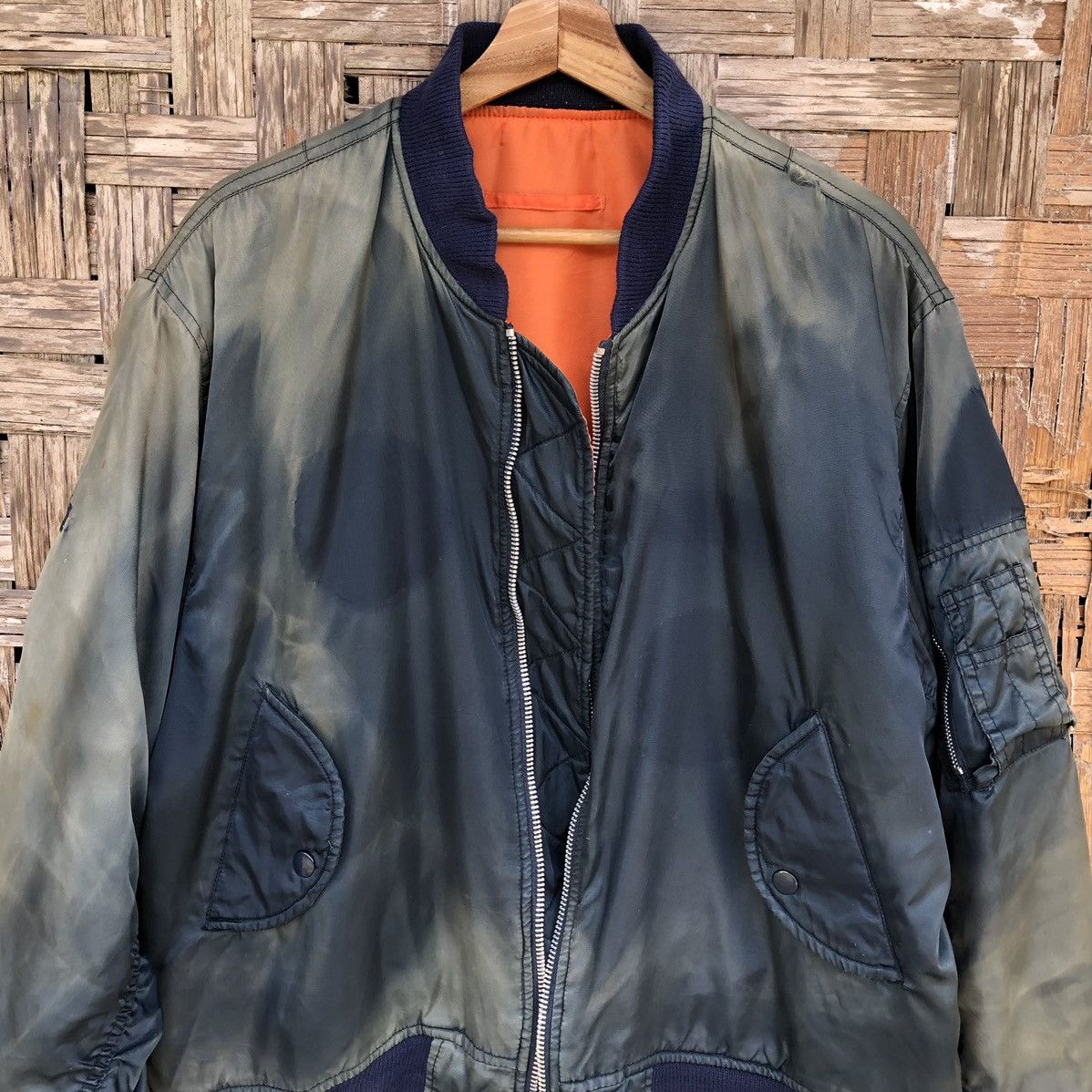 Vintage VTG THRASHED Faded (USAF)MA-1 Man Intermediate Bomber Jacket Size US L / EU 52-54 / 3 - 5 Thumbnail