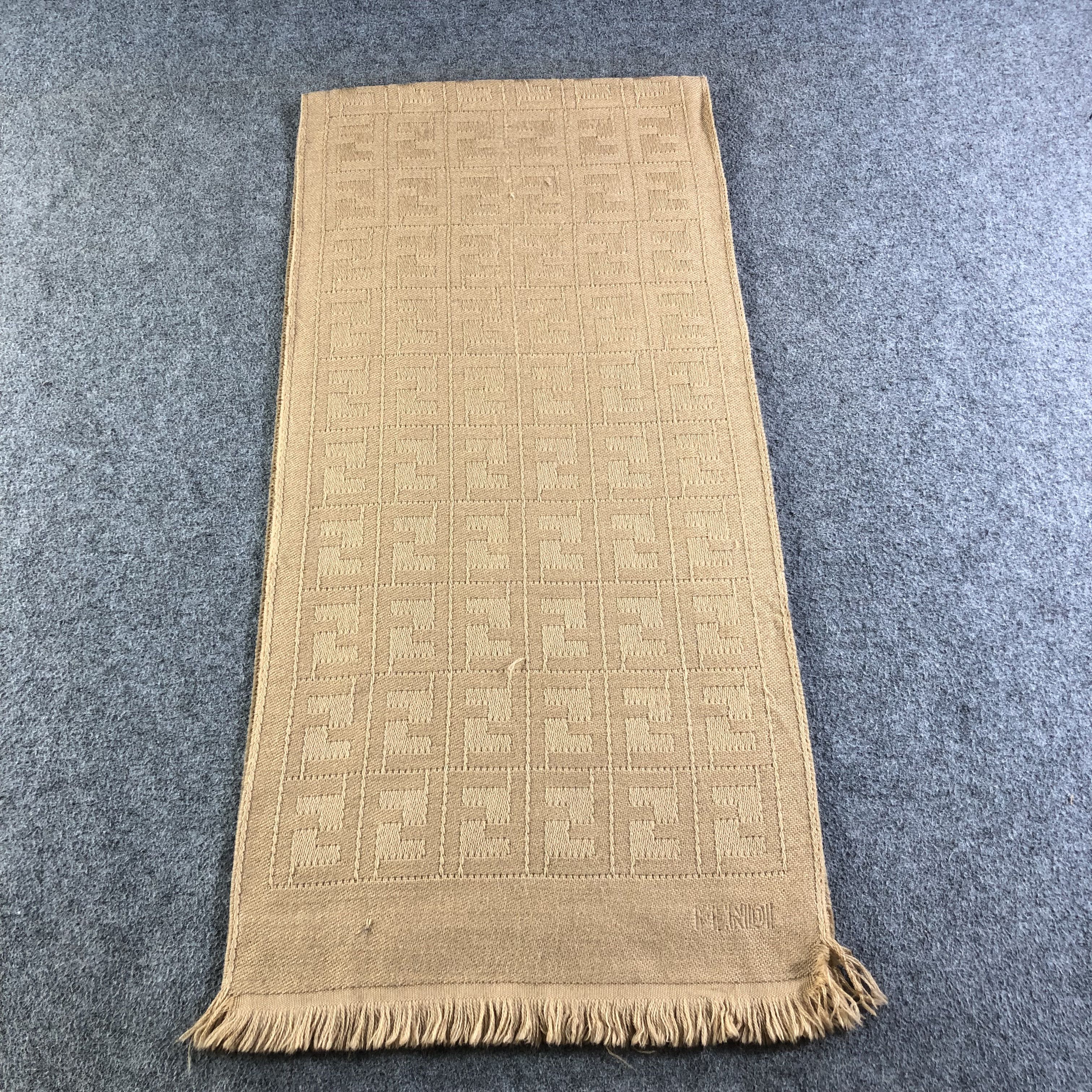 Vintage Fendi Full Print Monogram Wool Scarf Muffler V1723 Size ONE SIZE - 2 Thumbnail