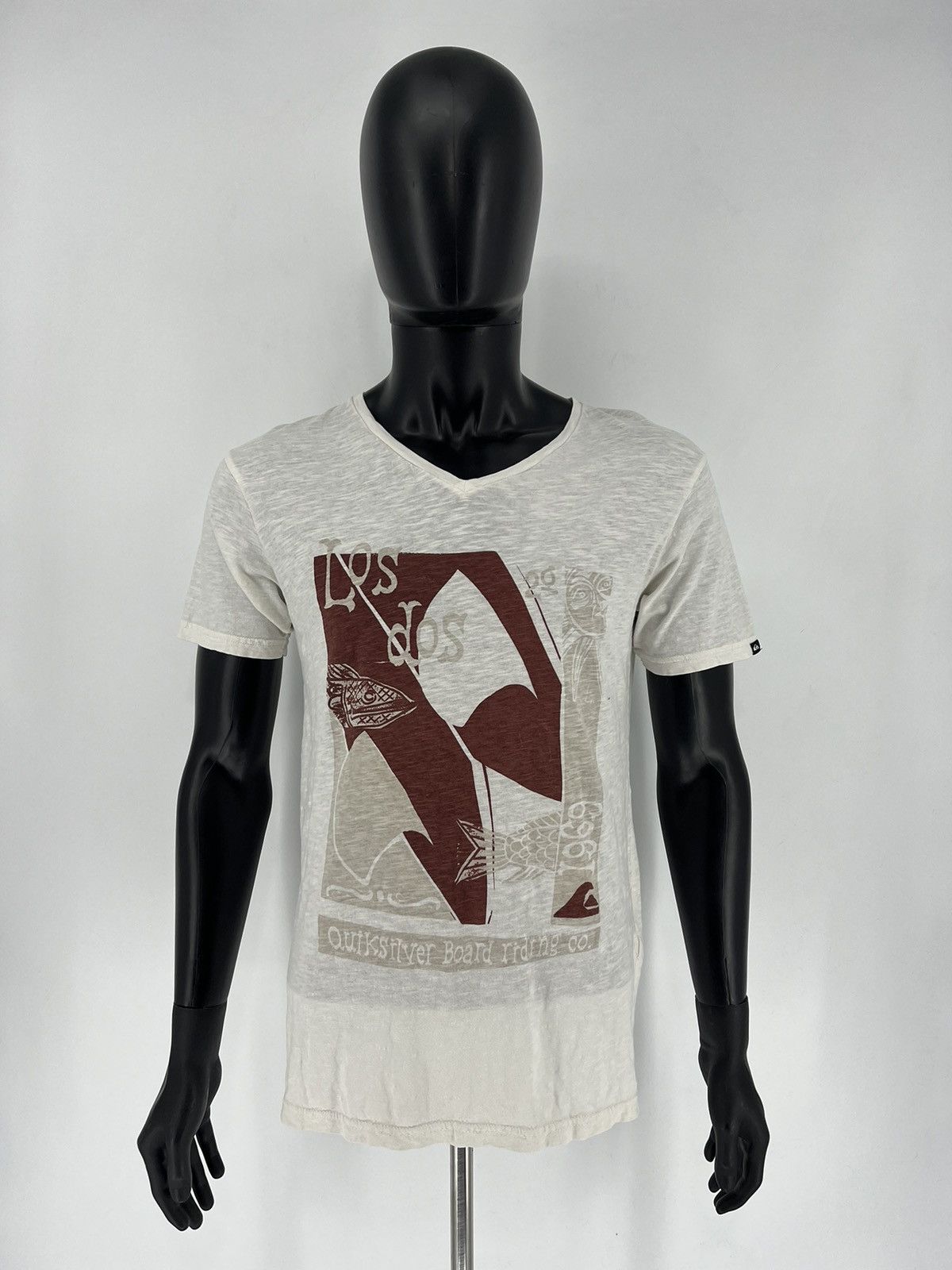 Quiksilver × Vintage Vintage Quiksilver Y2K Logo Light White Tee Shirt Surf Size US S / EU 44-46 / 1 - 2 Thumbnail