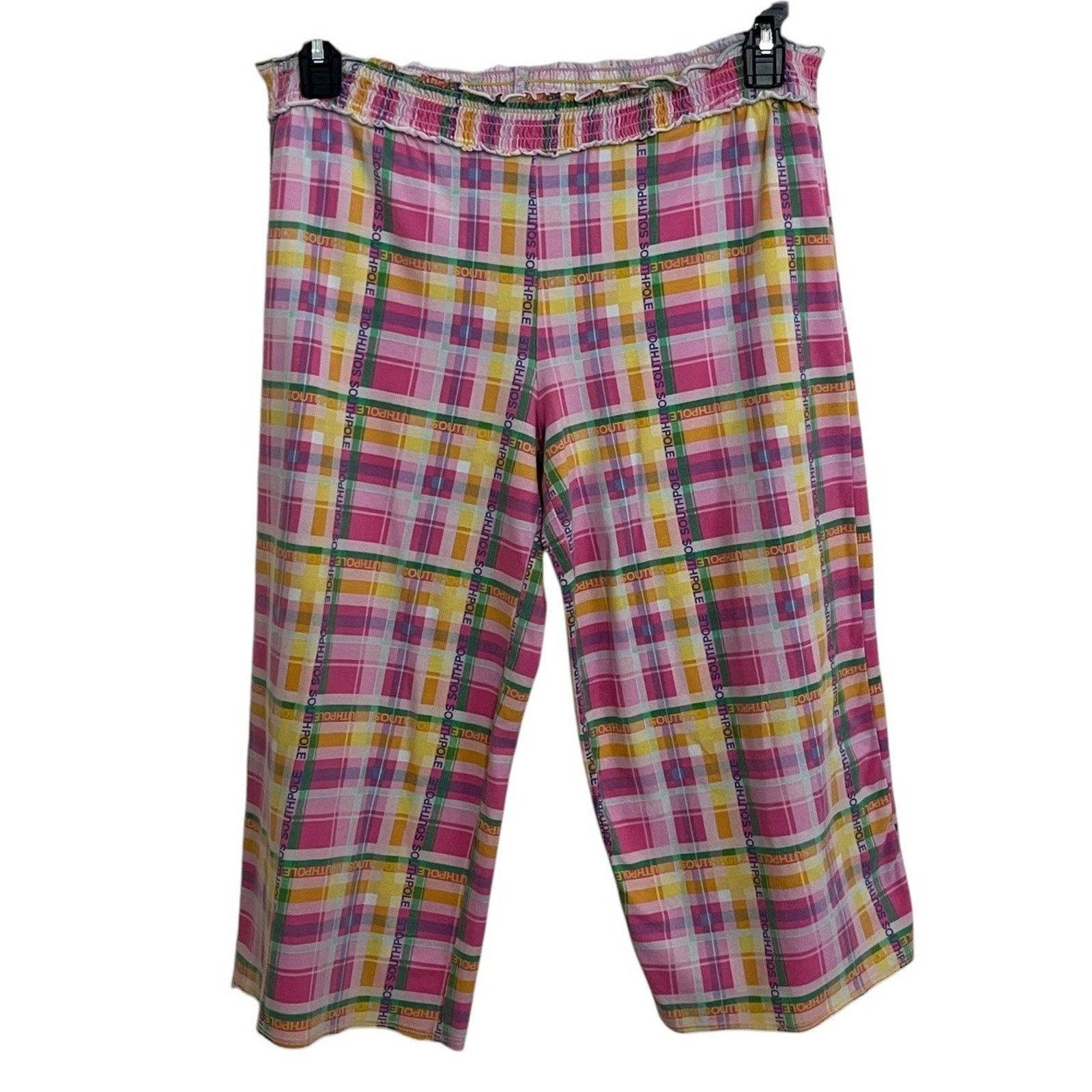 Southpole SouthPole | Pastel Plaid Pajama Capri Pants Large Spellout Size 30" / US 8 / IT 44 - 1 Thumbnail