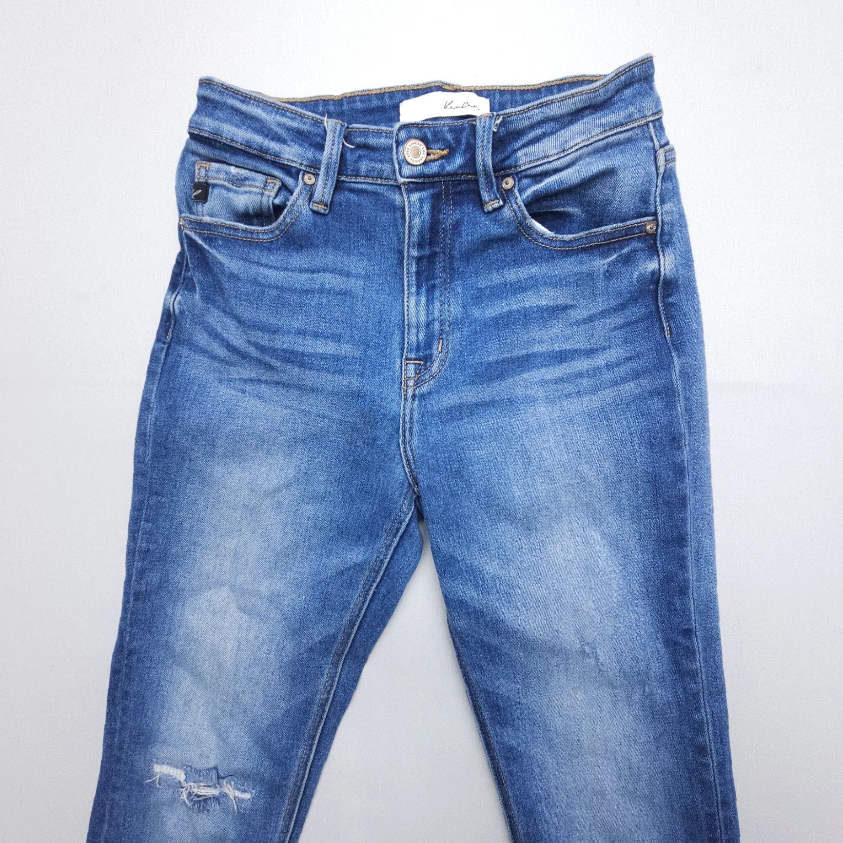 Vintage KanCan Jeans Slim Straight Leg High Rise 25 Blue Denim Pants 5-Pocket Stretch Women's Slim Fit Size 42" / US 20 - 3 Thumbnail