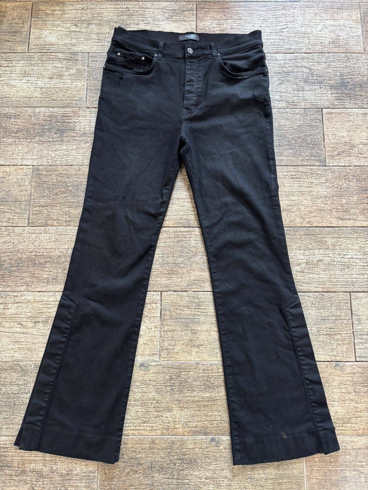 Pre-owned Amiri $1300 Black Stack Flared Jeans