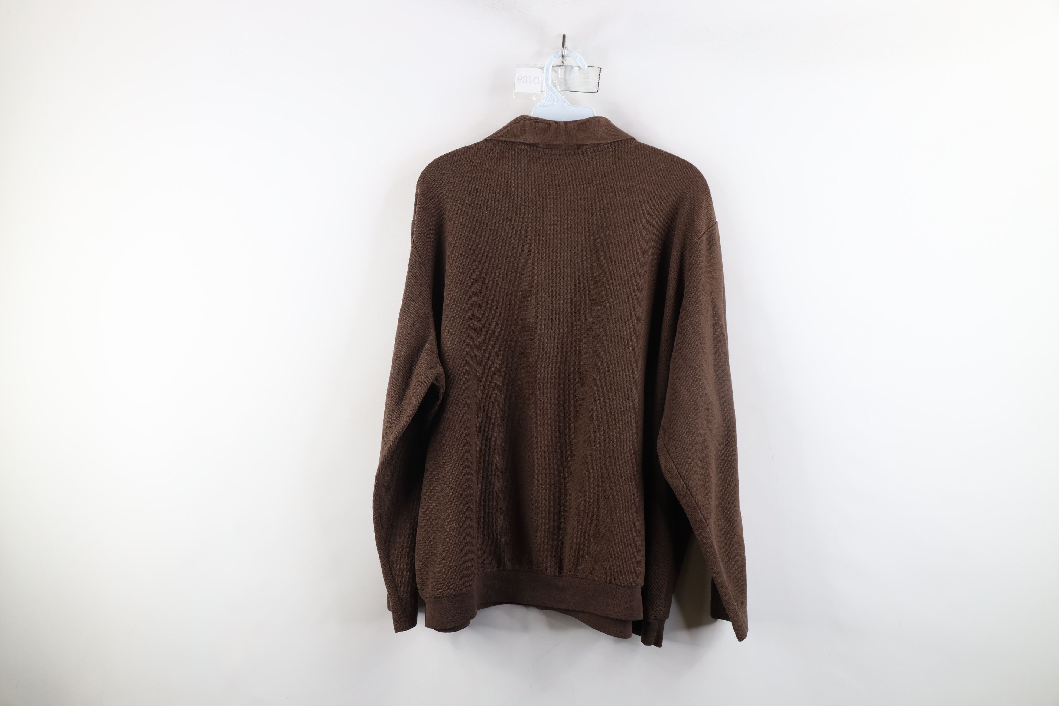 Vintage Vintage 90s Streetwear Blank Thermal Waffle Knit Polo Brown Size 3XL / US 20-22 - 11 Thumbnail