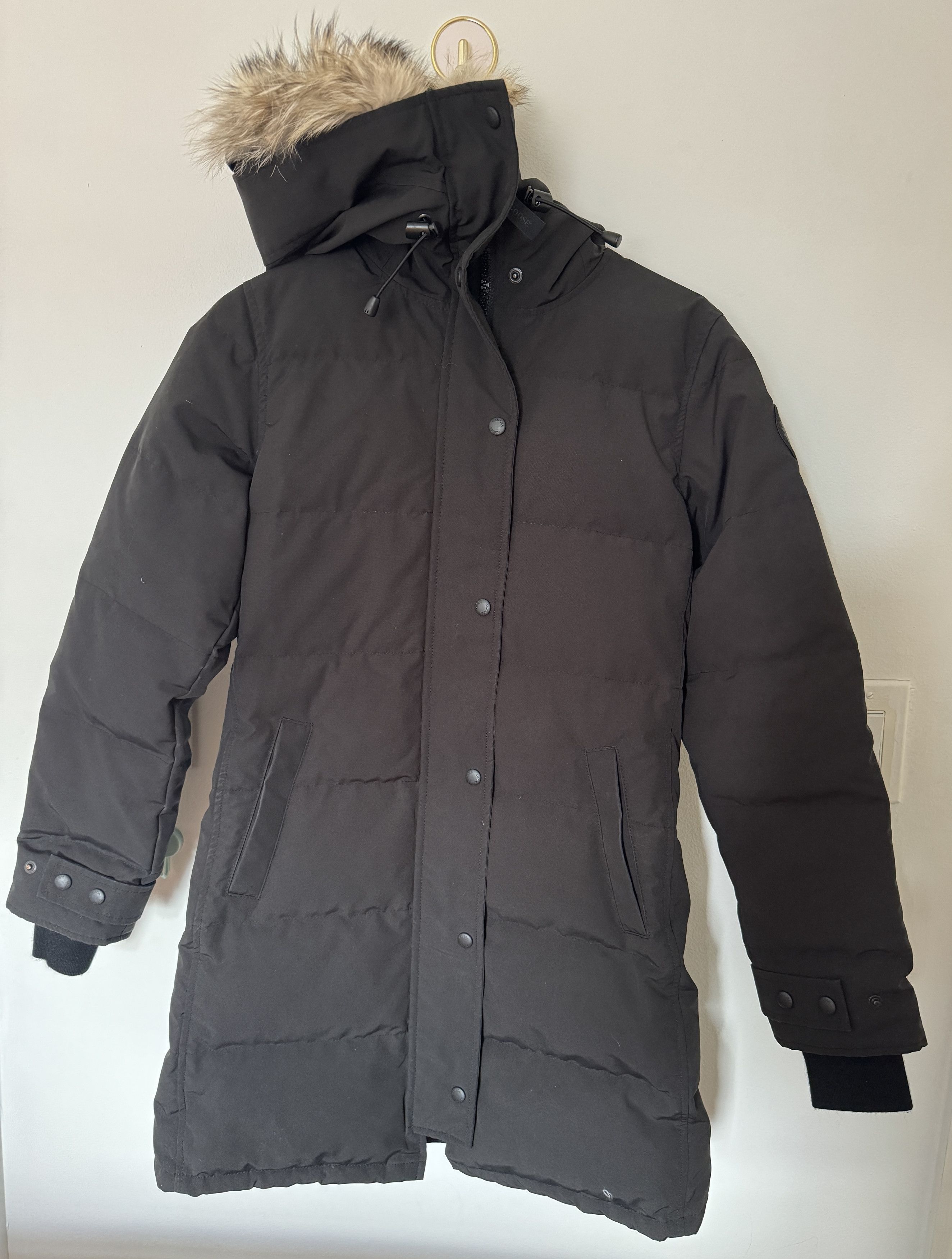 image of Canada Goose Black Down 'black Label' Shelburne Parka, Women's (Size Small)