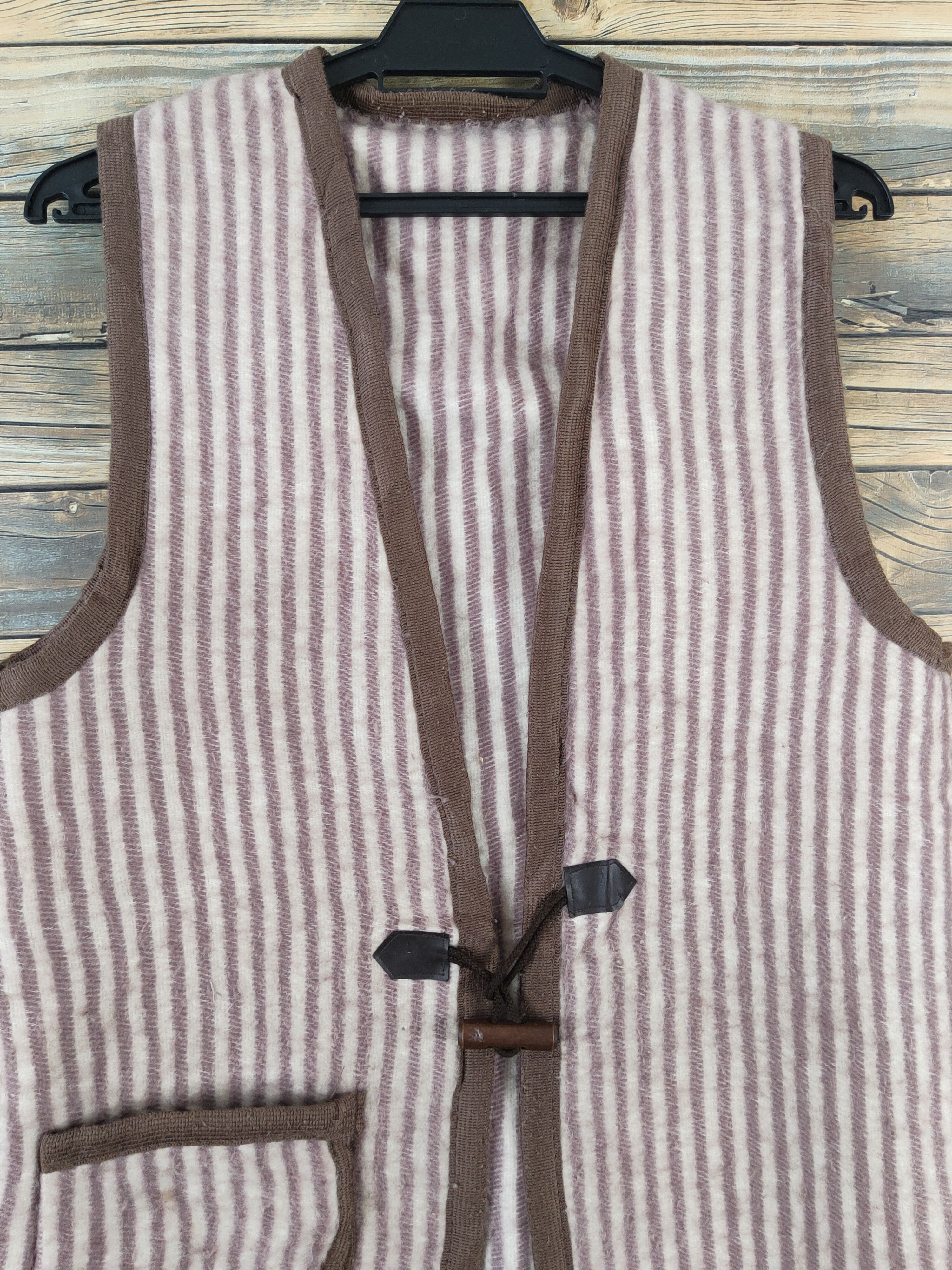 Japanese Brand × Vintage Vintage Japanese Brand Brown Stripe Wool Toggle Vests Size M / US 6-8 / IT 42-44 - 2 Thumbnail