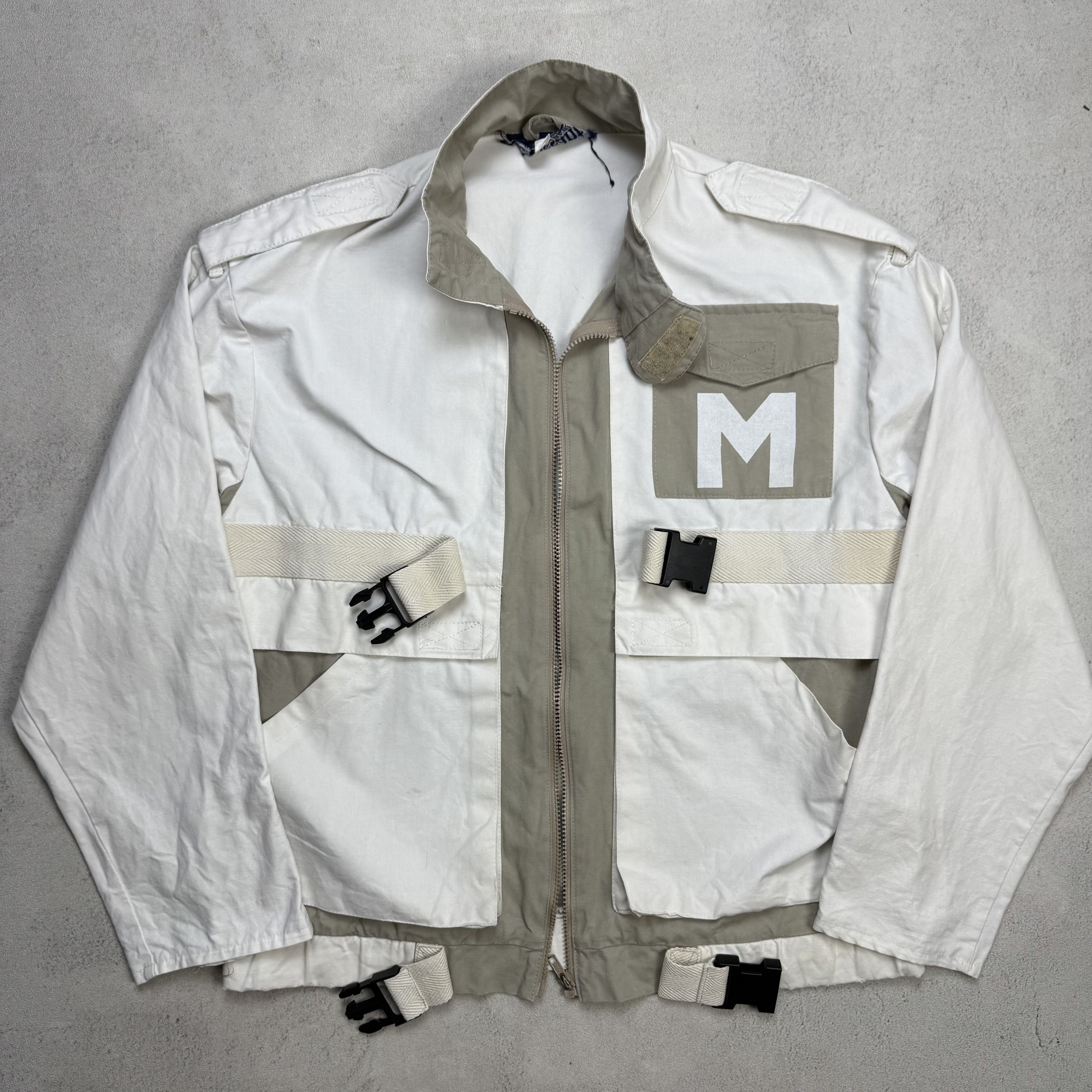 Vintage Mossant Paris White Tactical Utility Jacket Buckle Strap Size US L / EU 52-54 / 3 - 2 Thumbnail