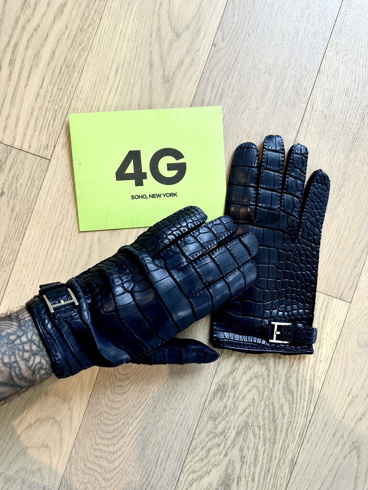 Hermes HERMES CROC ALLIGATOR BLACK XL GLOVES NEW Size ONE SIZE - 1 Thumbnail