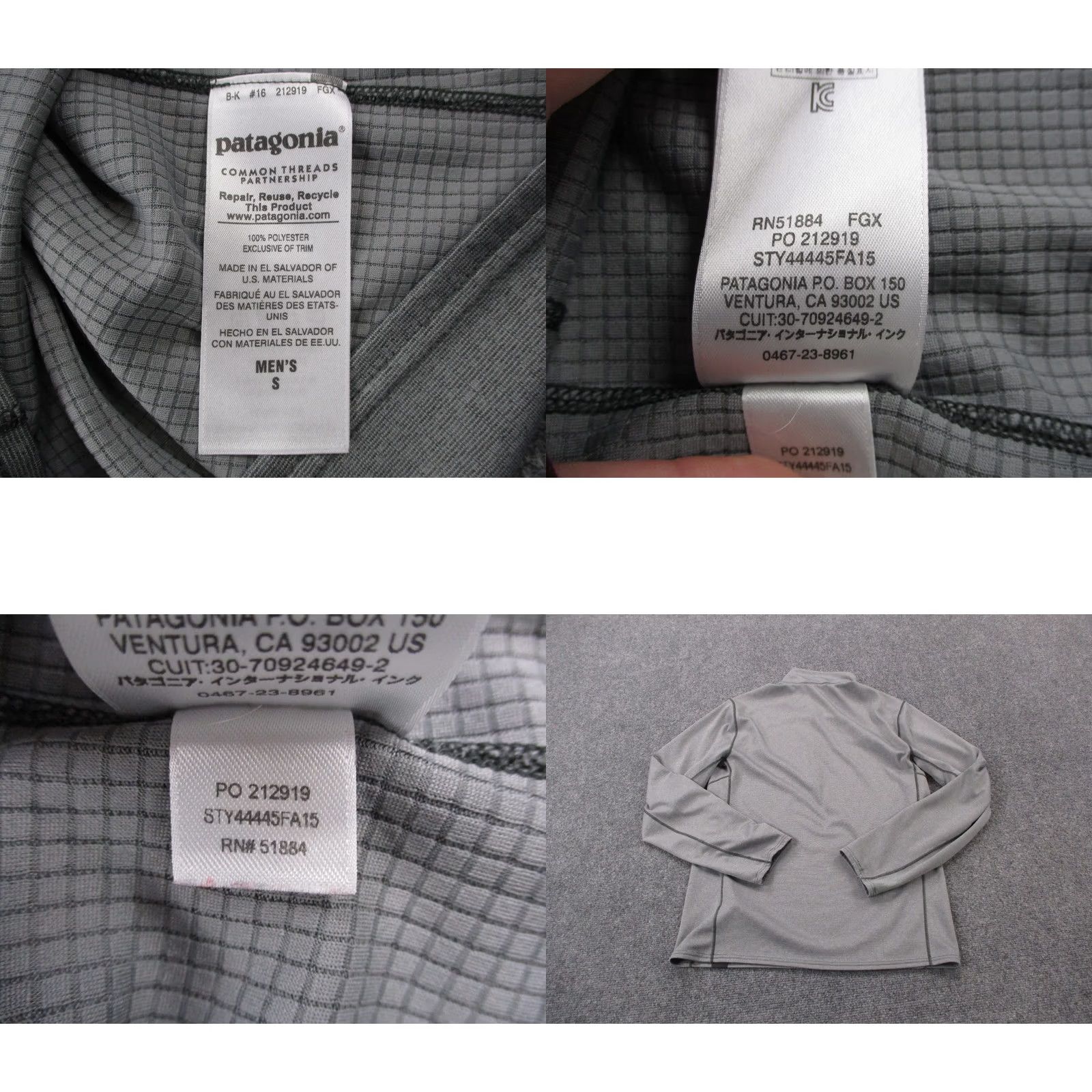 Patagonia Patagonia Jacket Mens S Gray Midweight Capilene Base Layer Hiking Camping 44445 Size US S / EU 44-46 / 1 - 8 Thumbnail