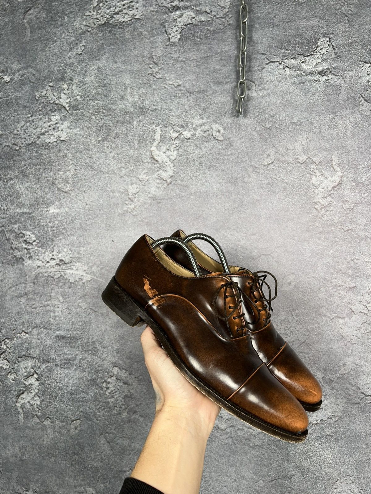Scarosso Brown Leather Casual Oxford Shoes Size 41