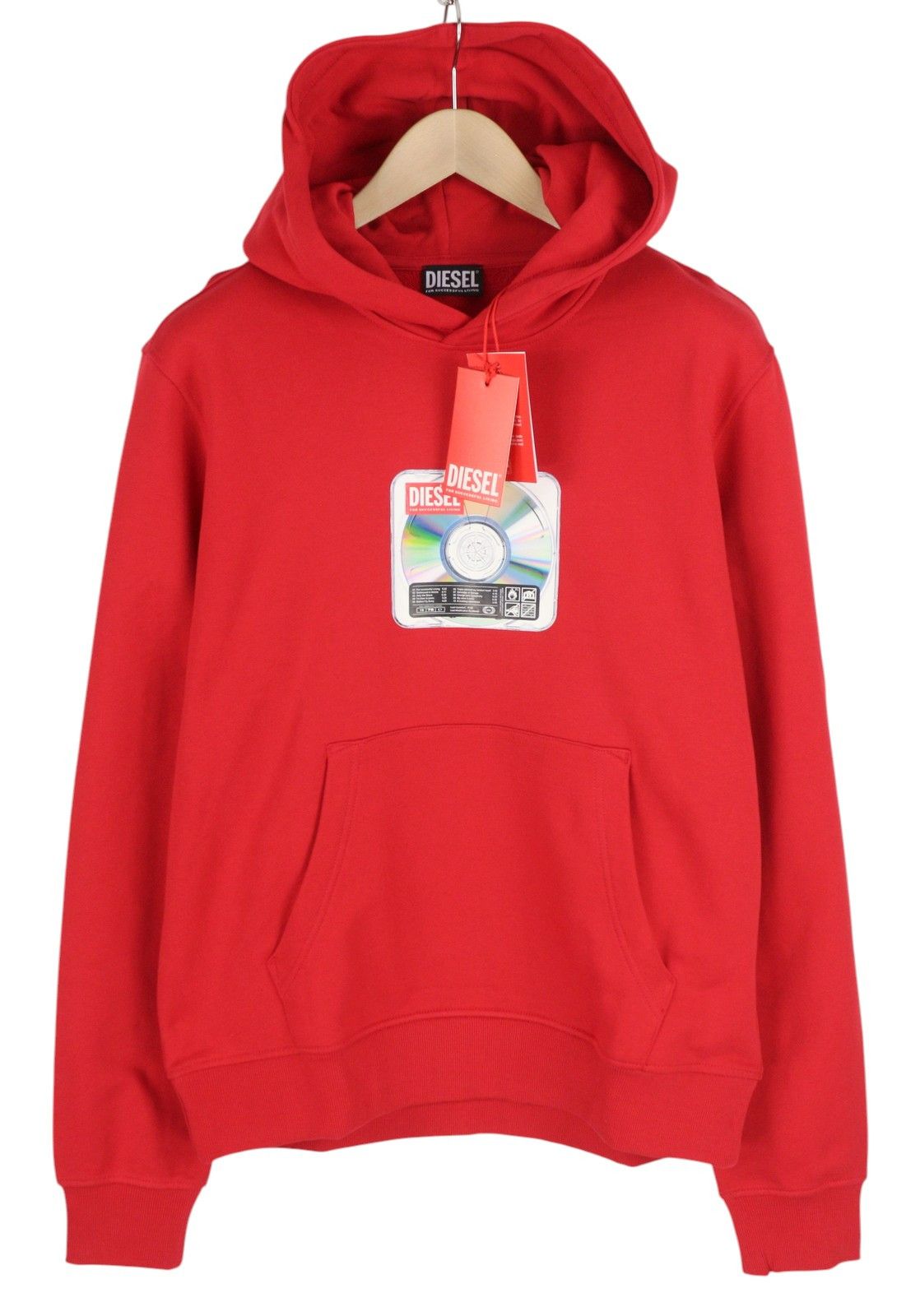 Diesel S-GINN-HOOD-E6 L Red Logo Hoodie 41035 Size US L / EU 52-54 / 3 - 1 Thumbnail