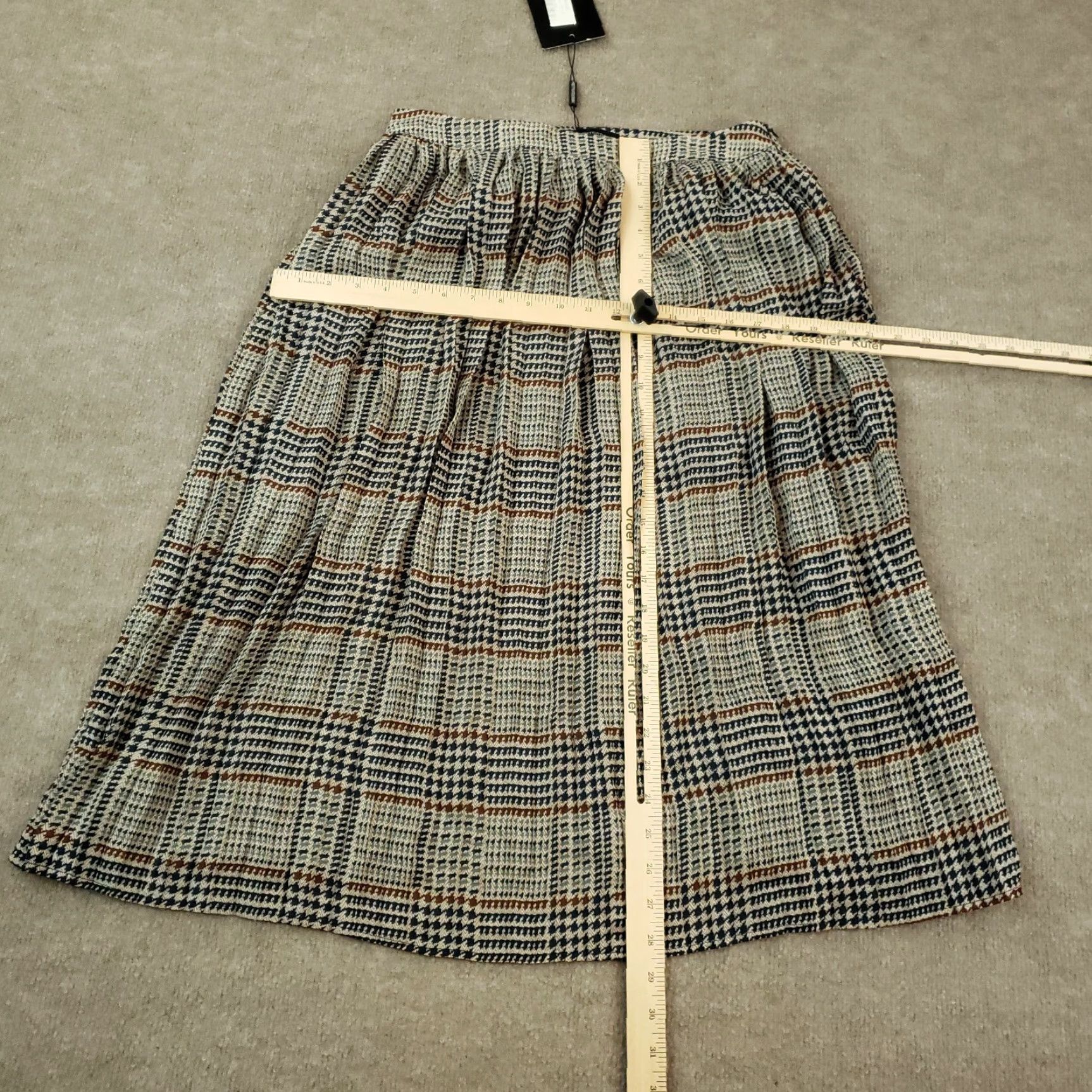 PrettyLittleThing PRETTYLITTLETHING Geometric Skirt Womens Size 12 Gray Blue Midi Lined Casual Size 34" / US 12 / IT 48 - 2 Thumbnail