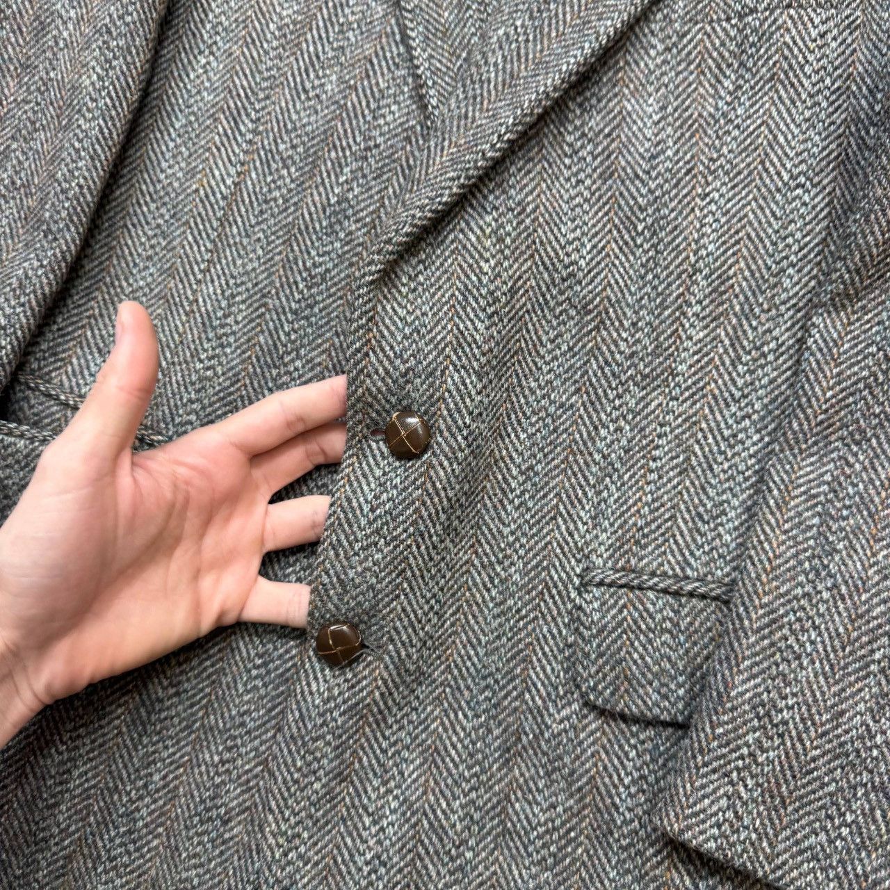 Harris Tweed Harris Tweed Blazer Handwoven 80s Scottish Wool Herringbone Size 42R - 6 Thumbnail