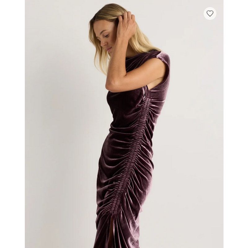 Quince Quince Stretch Silk Velvet Ruched Dress Size 16 NWT Size XXL / US 16-18 / IT 52-54 - 2 Thumbnail