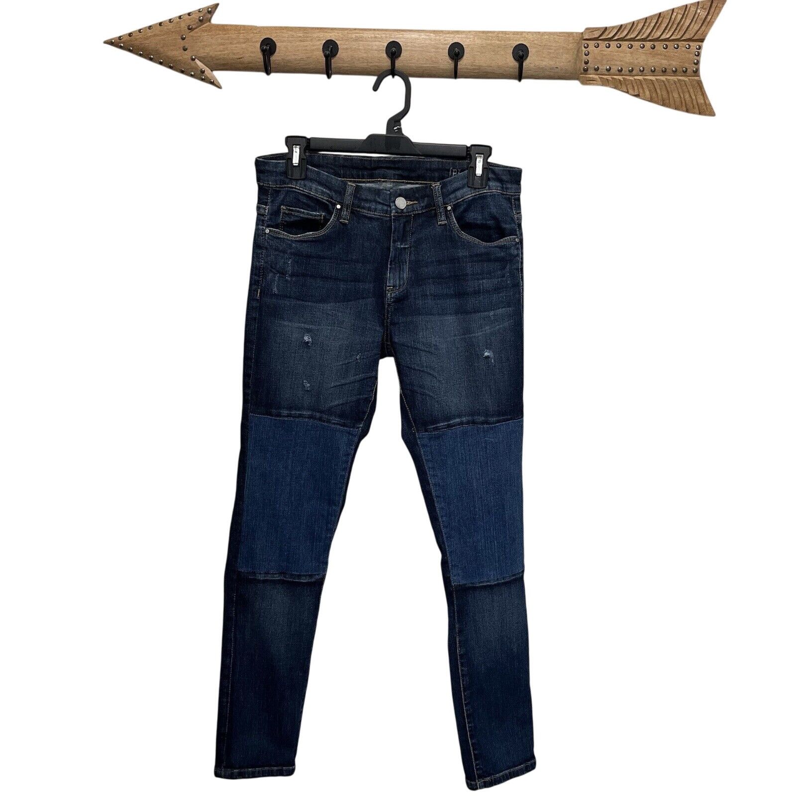 BLANKNYC Blanknyc | Dark Wash Skinny Patchwork Jeans Distressed Sz 27 Size 27" / US 4 / IT 40 - 1 Thumbnail