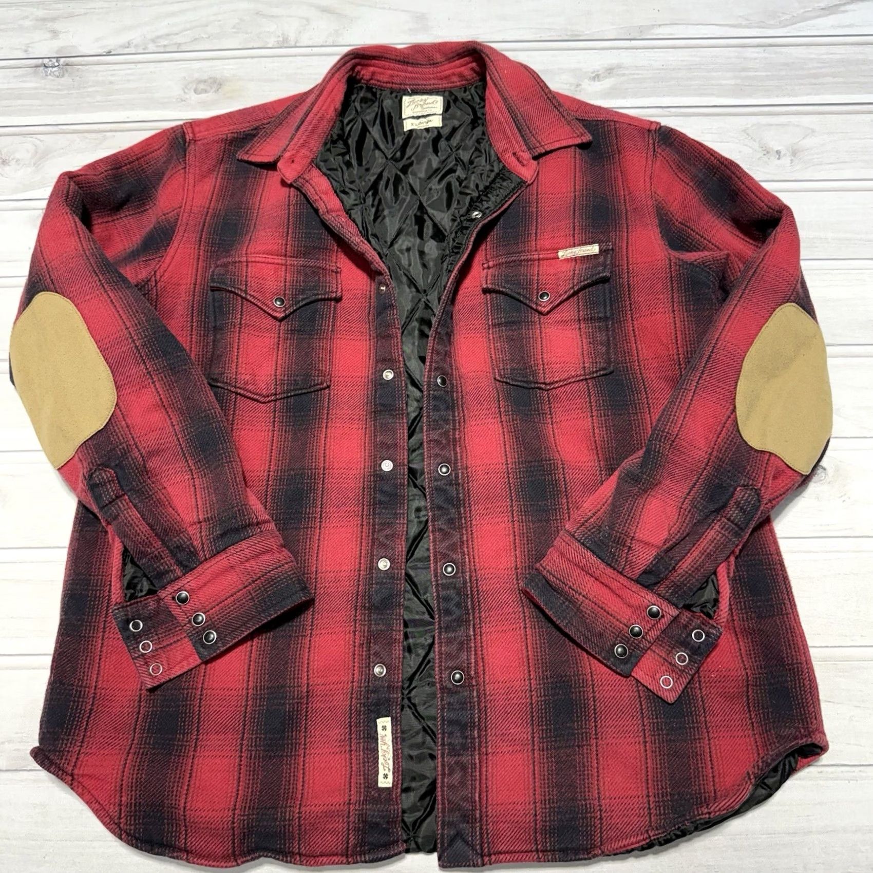 Lucky Brand Lucky Brand Shacket Mens XL Red Plaid Quilted Flannel Jacket Size US XL / EU 56 / 4 - 2 Thumbnail