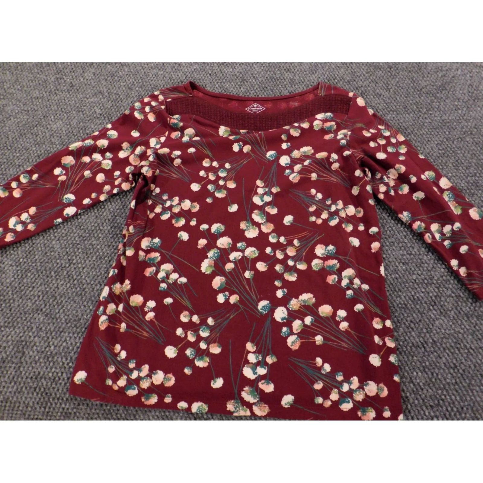 Vintage St.Johns Bay Blouse Womens Medium Red Floral Button Collared Pullover Cotton Rayon Stretch Casual Shirt Regular M Womens Size M / US 6-8 / IT 42-44 - 2 Thumbnail