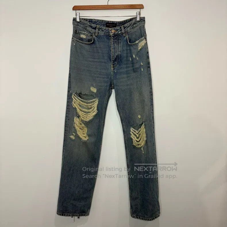 Balenciaga Balenciaga size S Washed Aged Destroyed Denim Long Pants Size US 27 - 1 Thumbnail