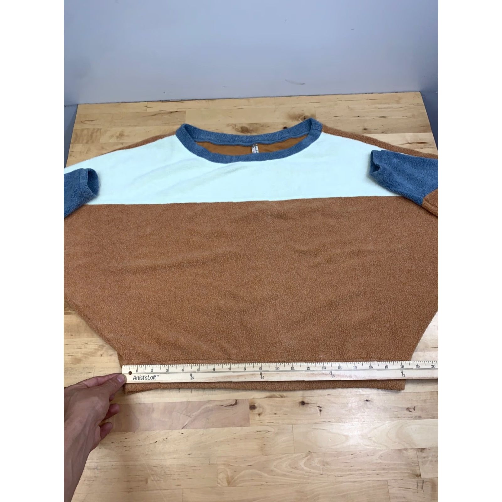 Free People Free People Blue Fleece Pullover Womens XS Boho Oversized 12884 Size XS / US 0-2 / IT 36-38 - 5 Thumbnail