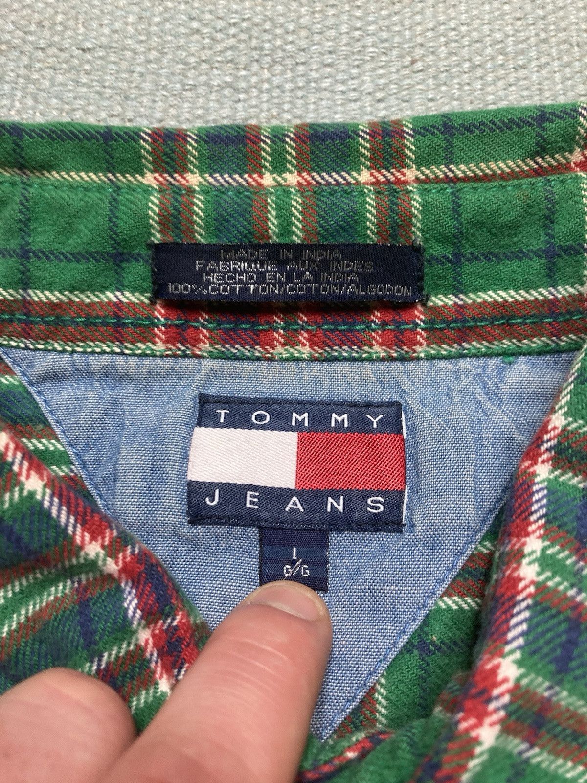 Tommy Hilfiger × Vintage Tommy Hilfiger flannel shirt woven cotton heavyweight large Size US L / EU 52-54 / 3 - 5 Thumbnail