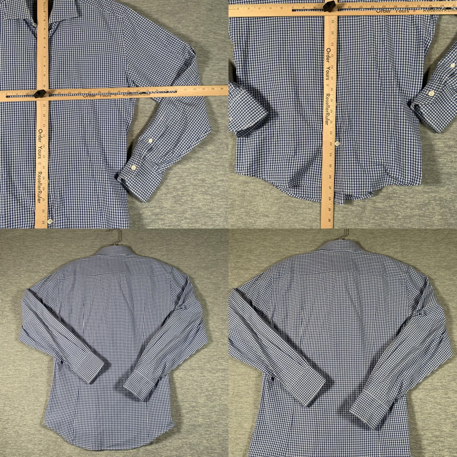 Canali Canali Dress Shirt Mens 16 Blue Gingham Long Sleeve Made In Italy Size 42R - 8 Thumbnail