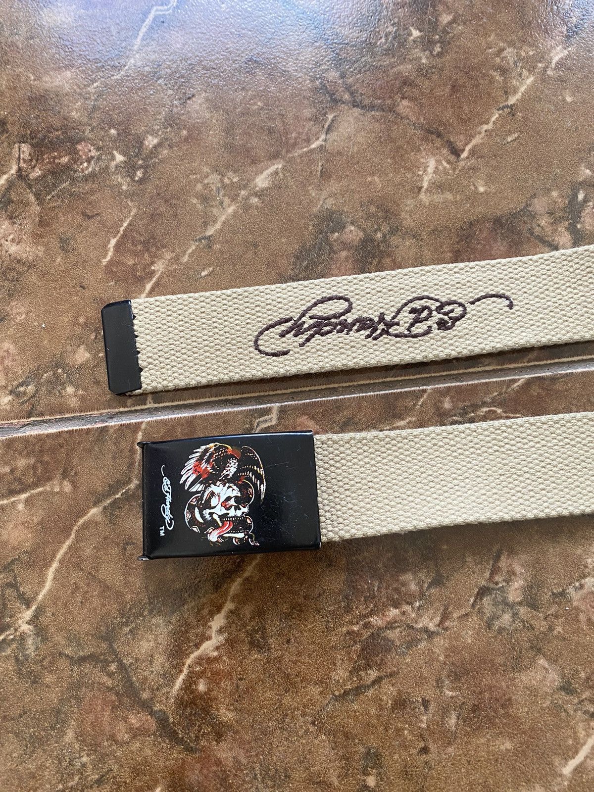 Ed Hardy 🇺🇸 Vintage 90s Ed Hardy Metal Punk Rock Emo Goth Belt Japan Size ONE SIZE - 3 Thumbnail