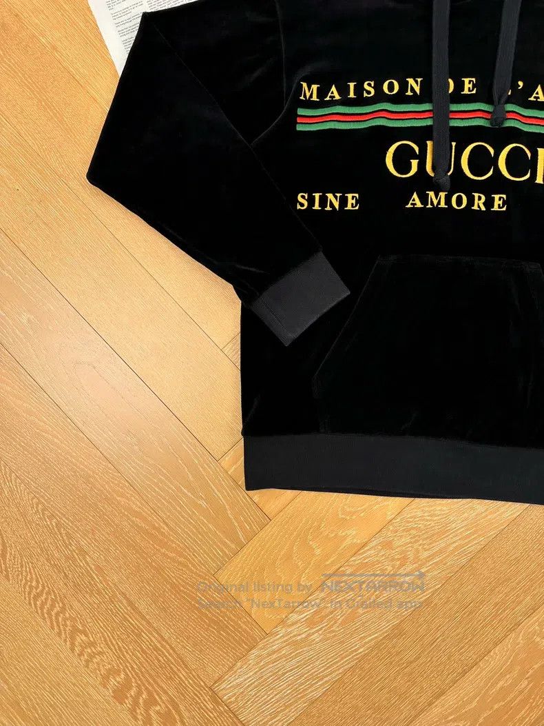 Gucci Gucci Logo letter embroidery printed hooded pullover velve Size US XS / EU 42 / 0 - 4 Thumbnail