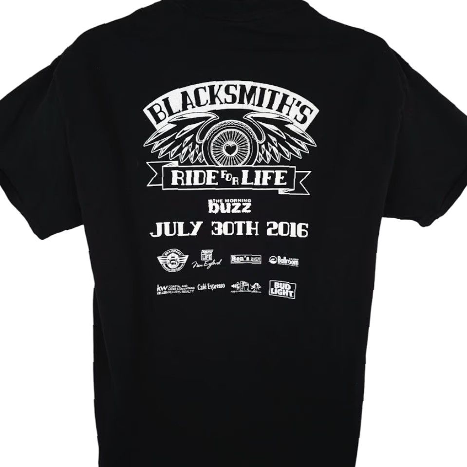 Gildan VINTAGE Blacksmiths Ride For Life T Shirt Mens Size Large Black Organ Donation Biker Size US L / EU 52-54 / 3 - 4 Thumbnail