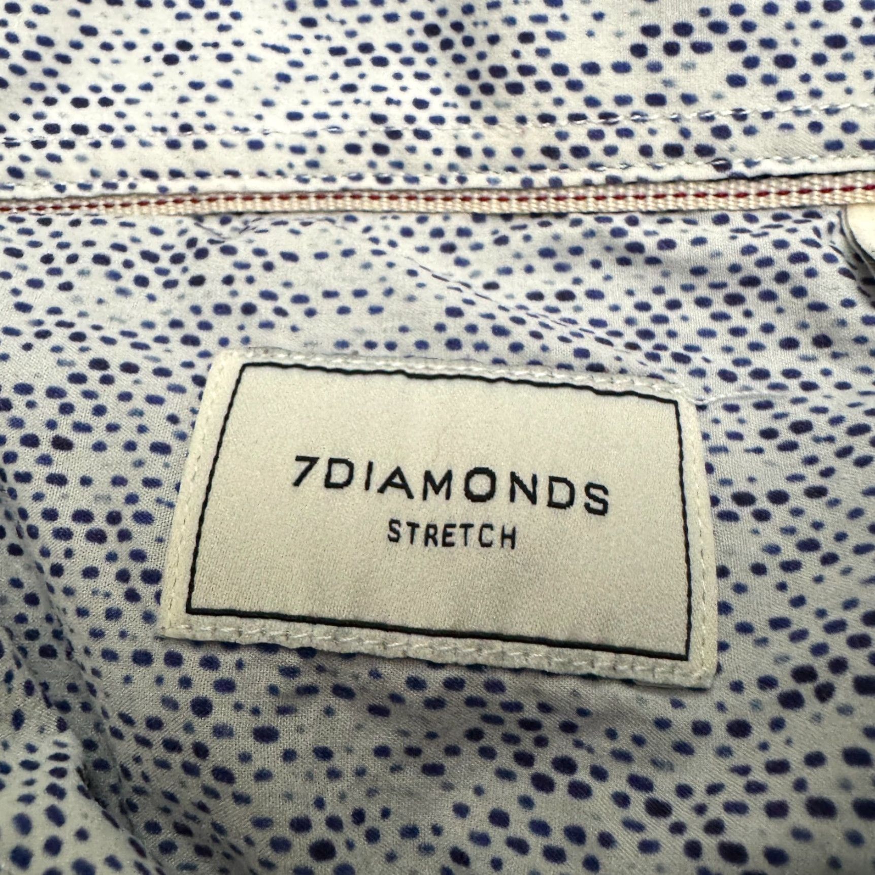 Vintage 7 Diamonds Button-Up Shirt Mens Large Blue Denim Polka Dot Cotton Casual Short Sleeve Stylish Classic Preppy Shirt Size US L / EU 52-54 / 3 - 7 Thumbnail
