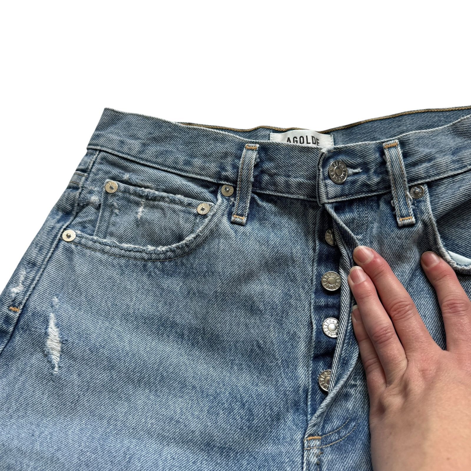 Agolde AGOLDE 90's Mid Rise Loose Fit Fall Out Wash Distressed Size 25" / US 0 / IT 36 - 3 Thumbnail