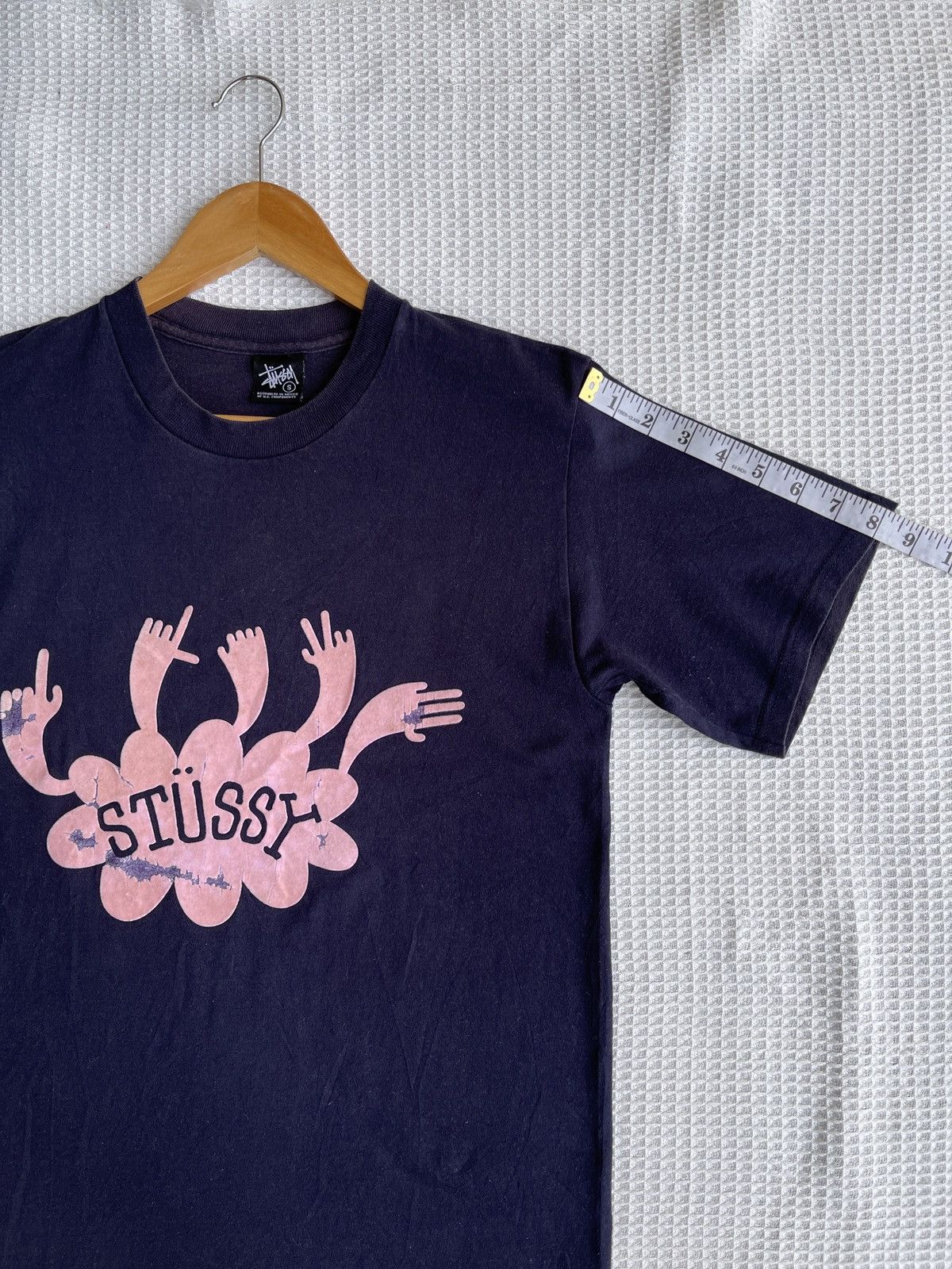 Stussy Rare🔥Vintage STUSSY Big Logo Finger T Shirt Size US S / EU 44-46 / 1 - 8 Thumbnail