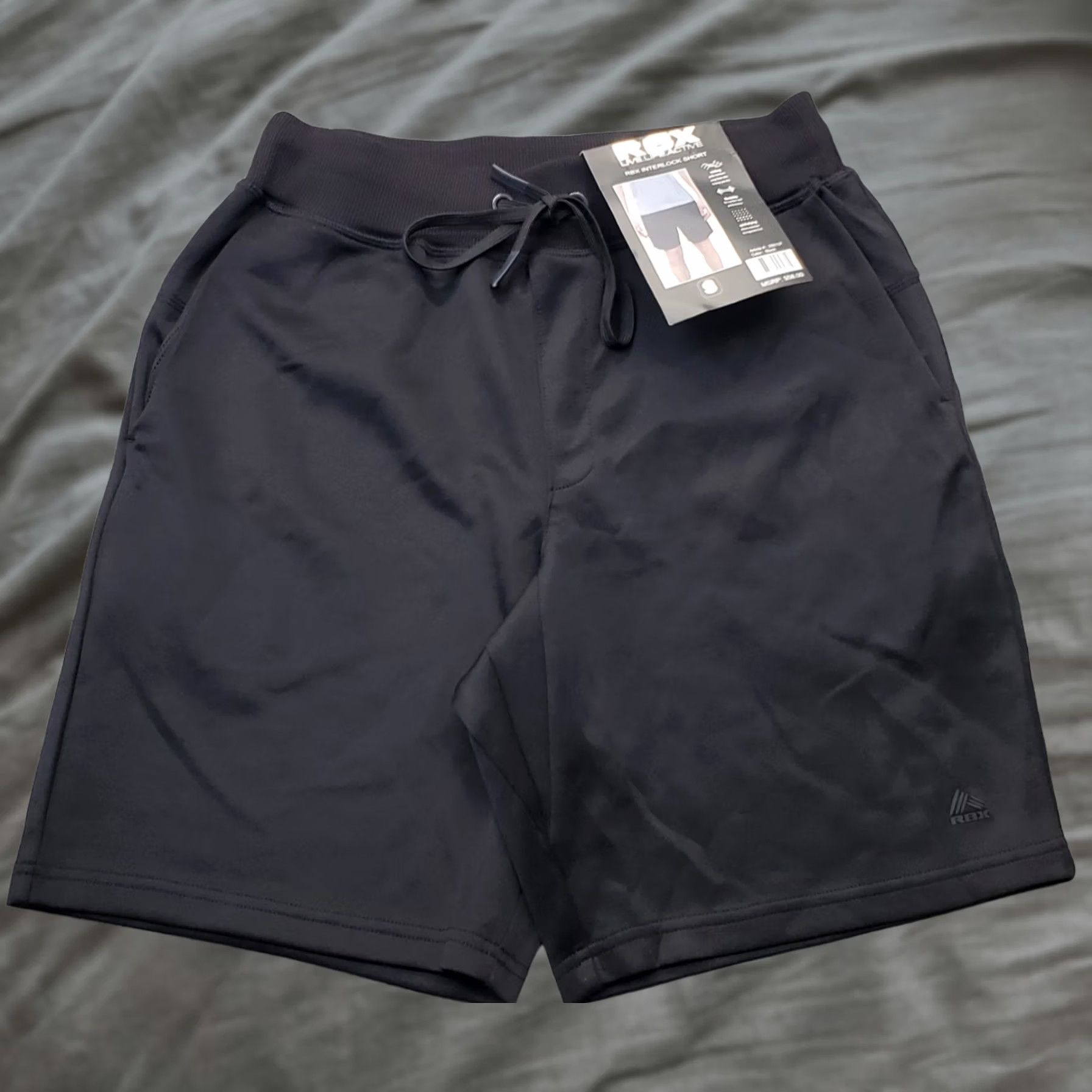 Vintage RBX Active Interlock Shorts Men S Black Comfort Quick Dry Drawstring Size US 29 - 1 Thumbnail