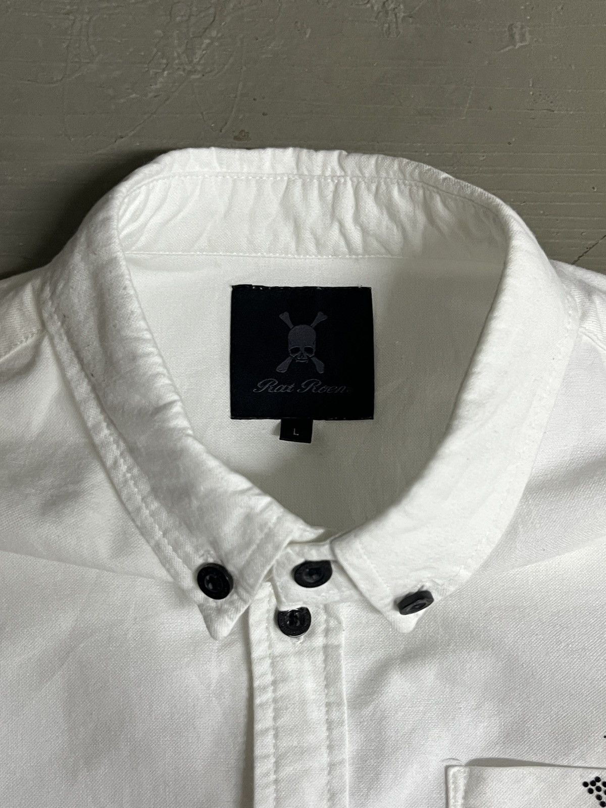 Mastermind Japan × Roen ROEN MASTERMIND Japan Swarovski Skull Logo B/D Shirt Size US L / EU 52-54 / 3 - 7 Thumbnail
