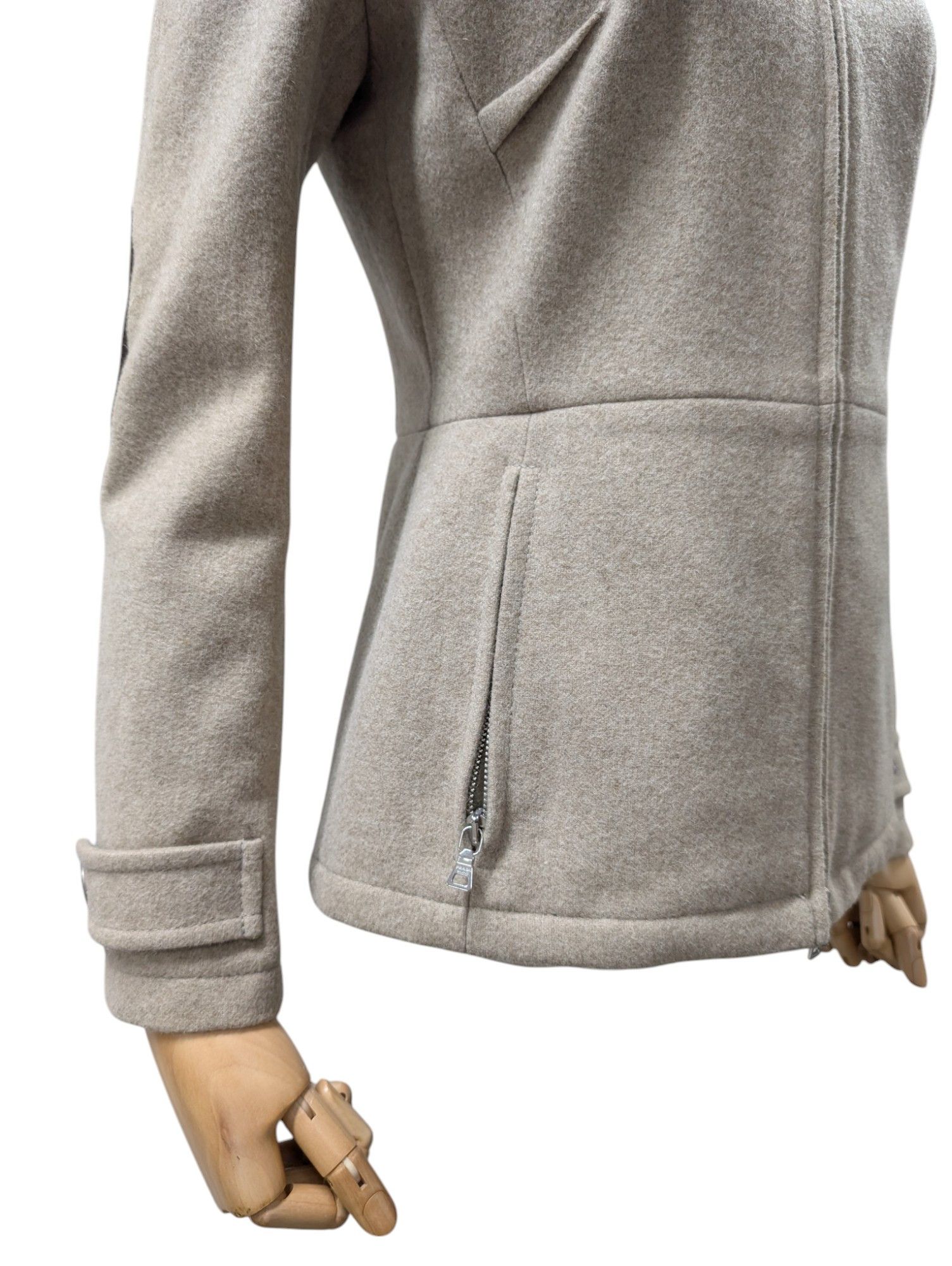 Prada Light Brown Zip Up Wool Jacket With Leather Elbow Padded Size XS / US 0-2 / IT 36-38 - 5 Thumbnail