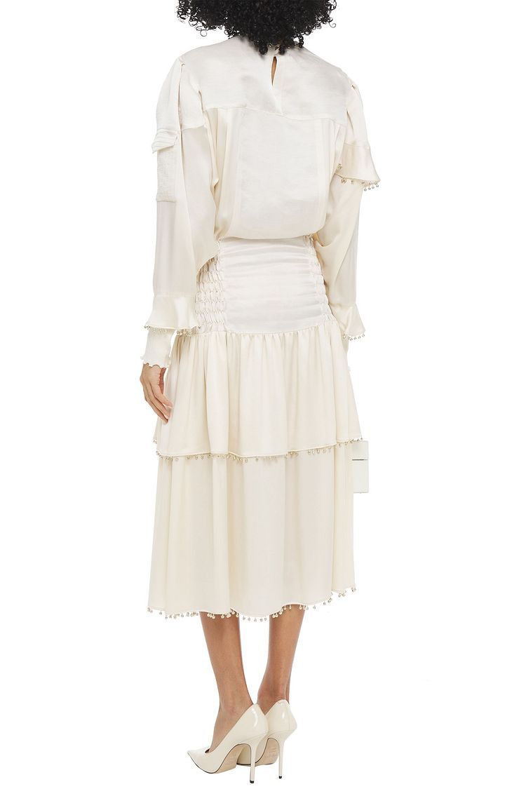 Lanvin o1y0326 Midi Dress in Ivory Size M / US 6-8 / IT 42-44 - 3 Thumbnail