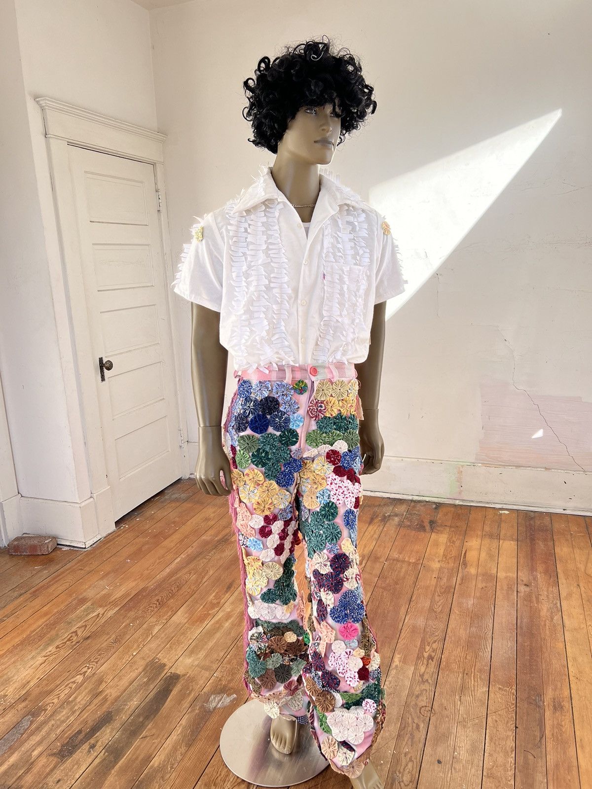 Matching set Donut Bell Pants Slouche Tab shirt L w 33”