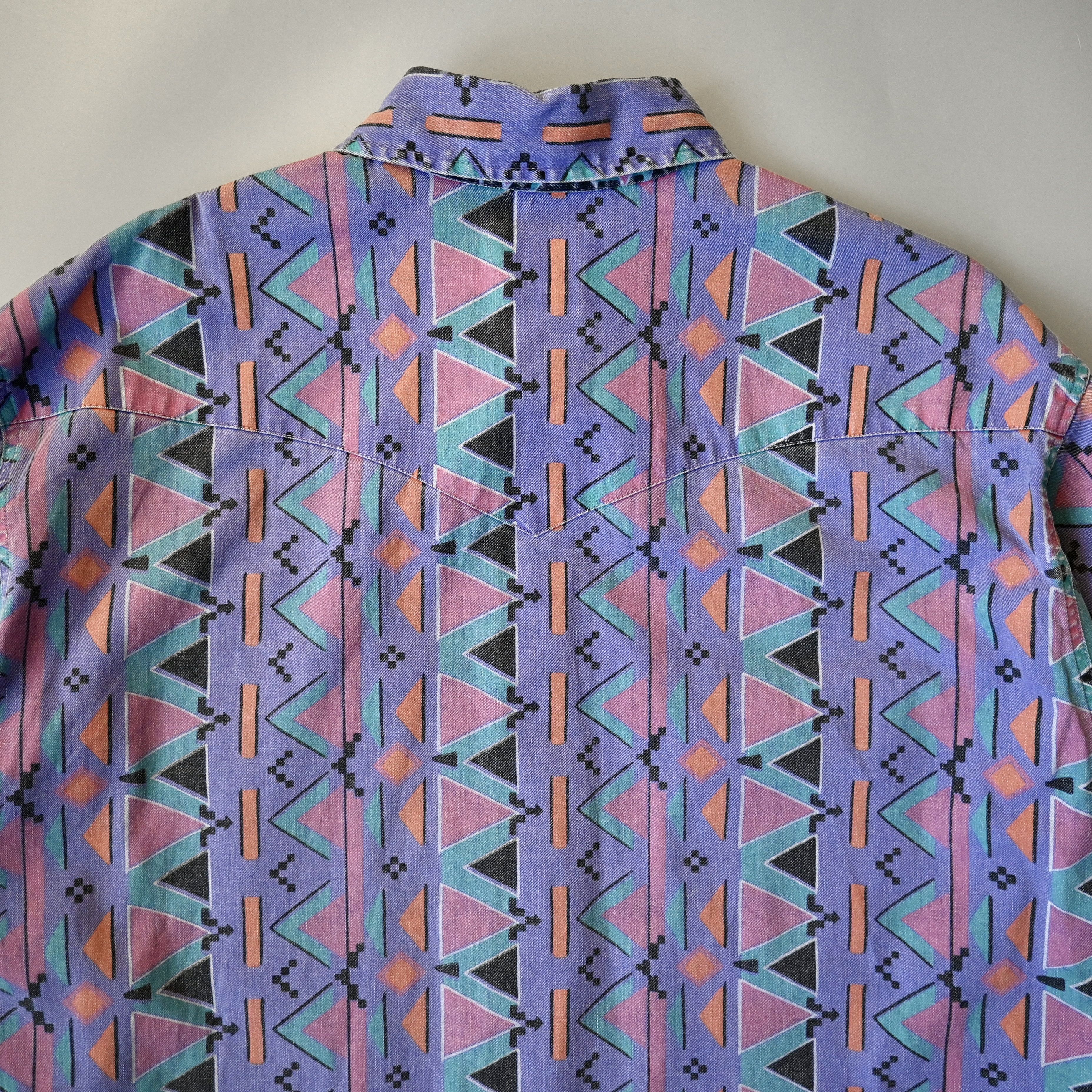Vintage VTG Wrangler Brushpopper shirt Aztec Navajo soft purple 17.5 Size US XL / EU 56 / 4 - 4 Thumbnail
