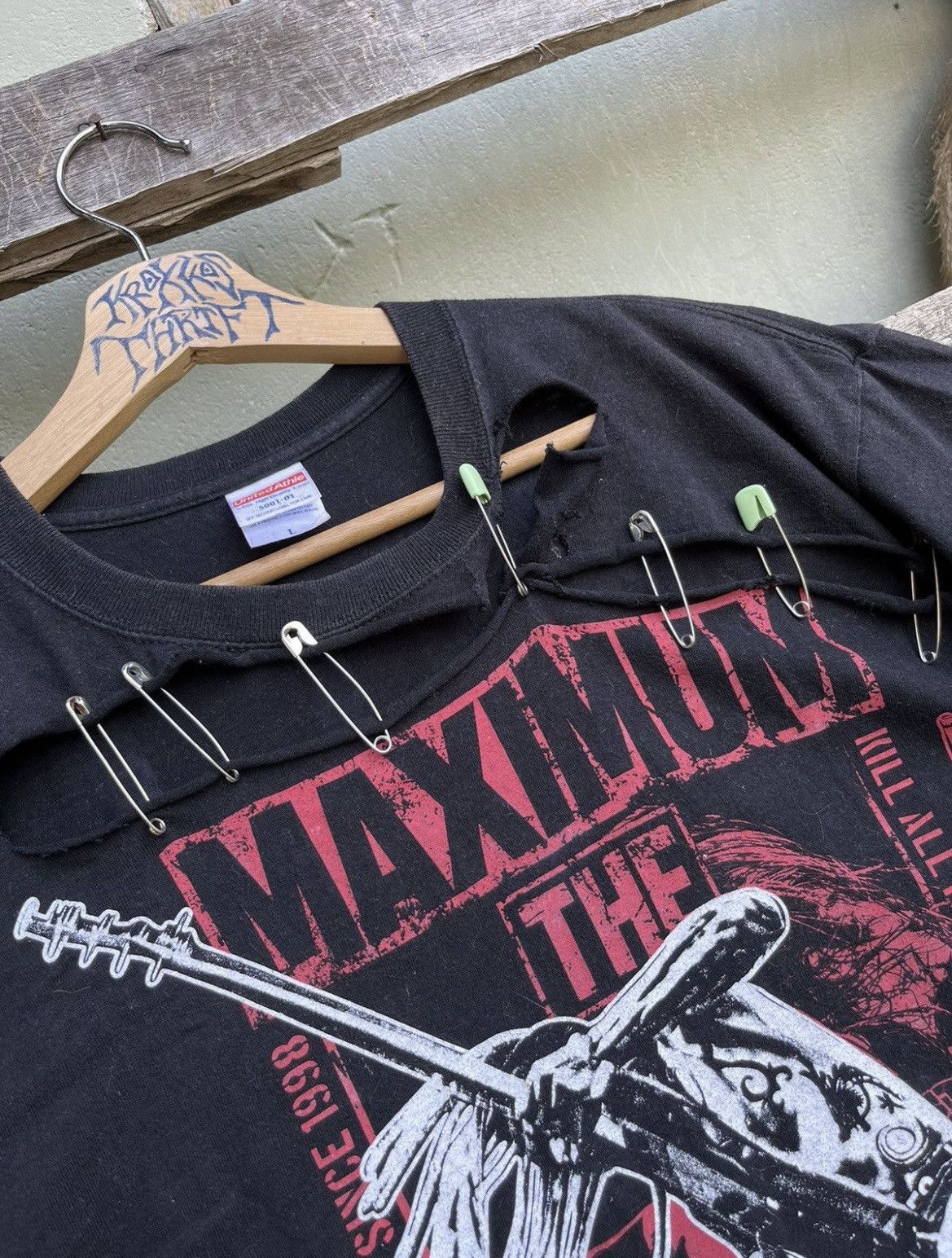 Band Tees × Japanese Brand ⚡️STEALS⚡️Punk Anarchy Distressed Double Side Logo Tee Size US L / EU 52-54 / 3 - 4 Thumbnail