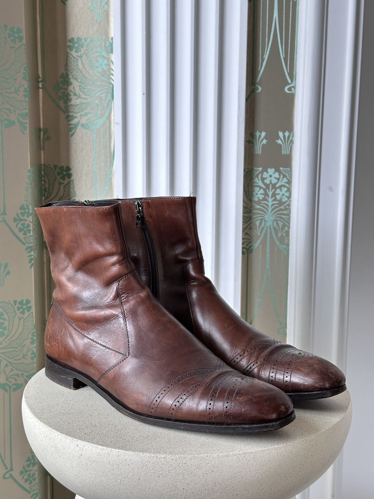 Prada PRADA Zip Brown Leather Perforation Boots Size: 8,5 / 42,5 Size US 8.5 / EU 41-42 - 5 Thumbnail