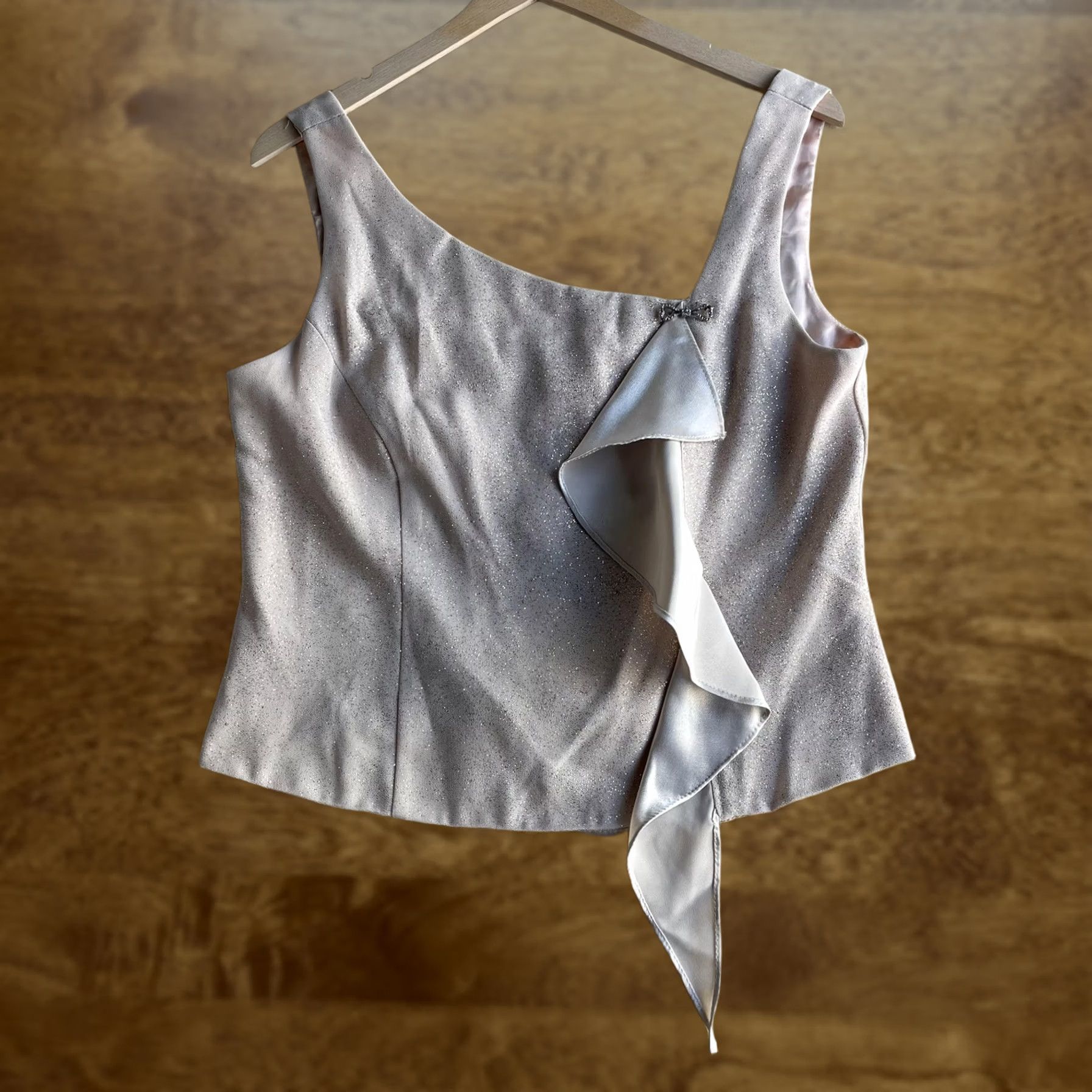 Vintage J.R. Nites by Caliendo Satin Formal Tank Top - 14 Size - Glitter Ruffle Camisole Size XL / US 12-14 / IT 48-50 - 1 Thumbnail